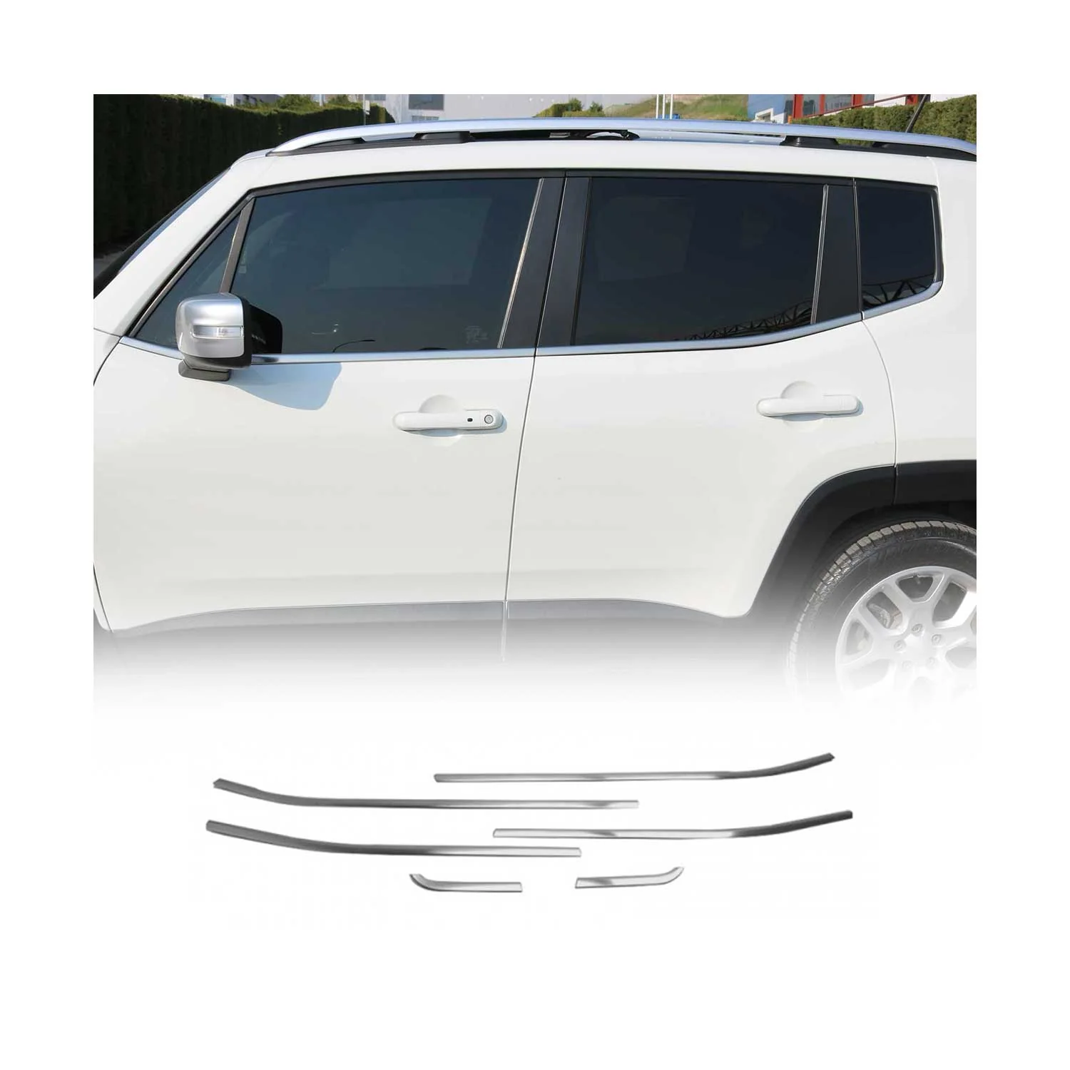 2015-2024 Jeep Renegade Window Molding Trim Streamer Brushed Steel Silver 6x