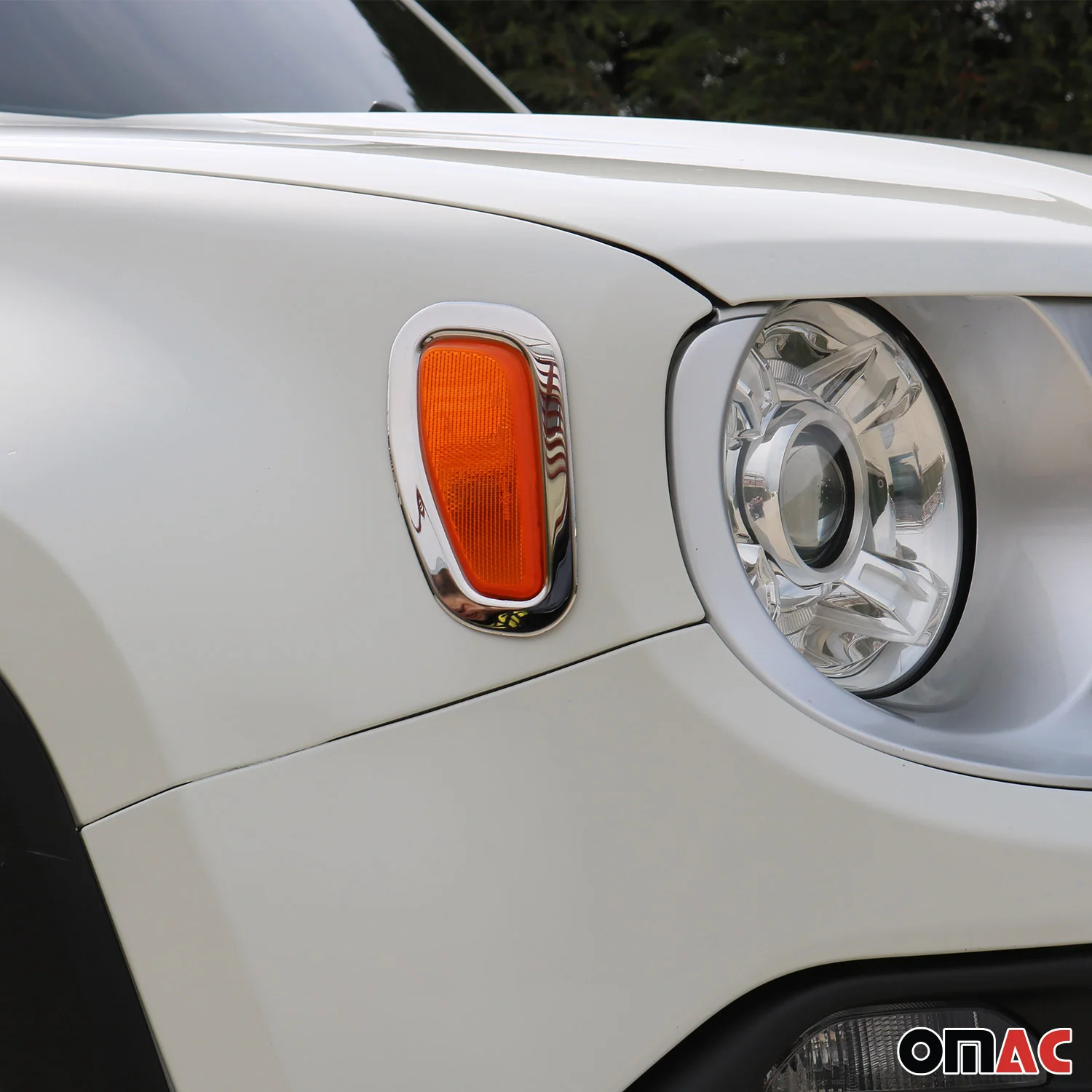 2015-2024 Jeep Renegade Side Indicator Signal Trim Cover Silver Steel 2 Pcs - Image 2