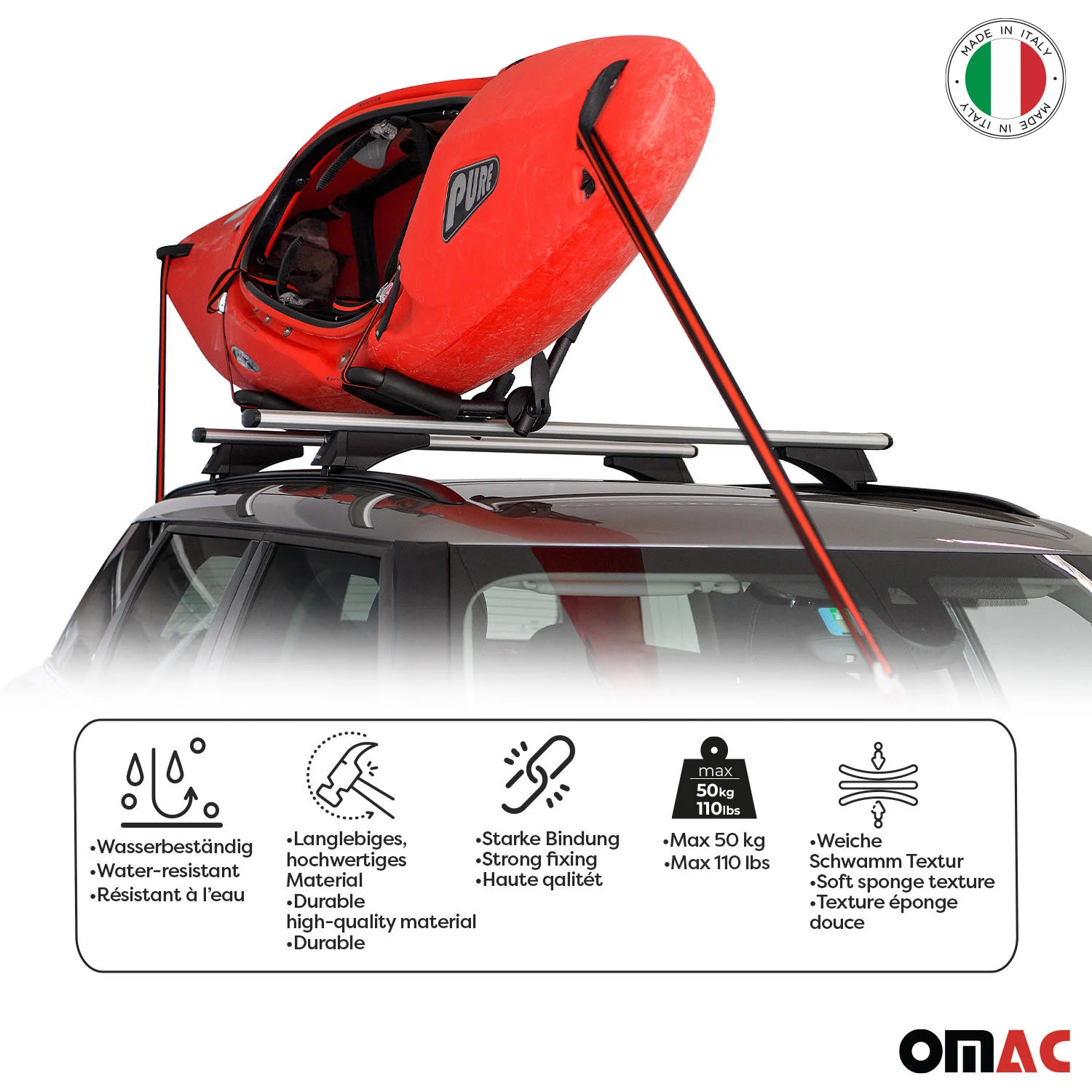 Kayak Carrier Canoe Boat Surf Snowboard Roof Mount Car Cross J-Bar Rack 2Pcs - Image 2