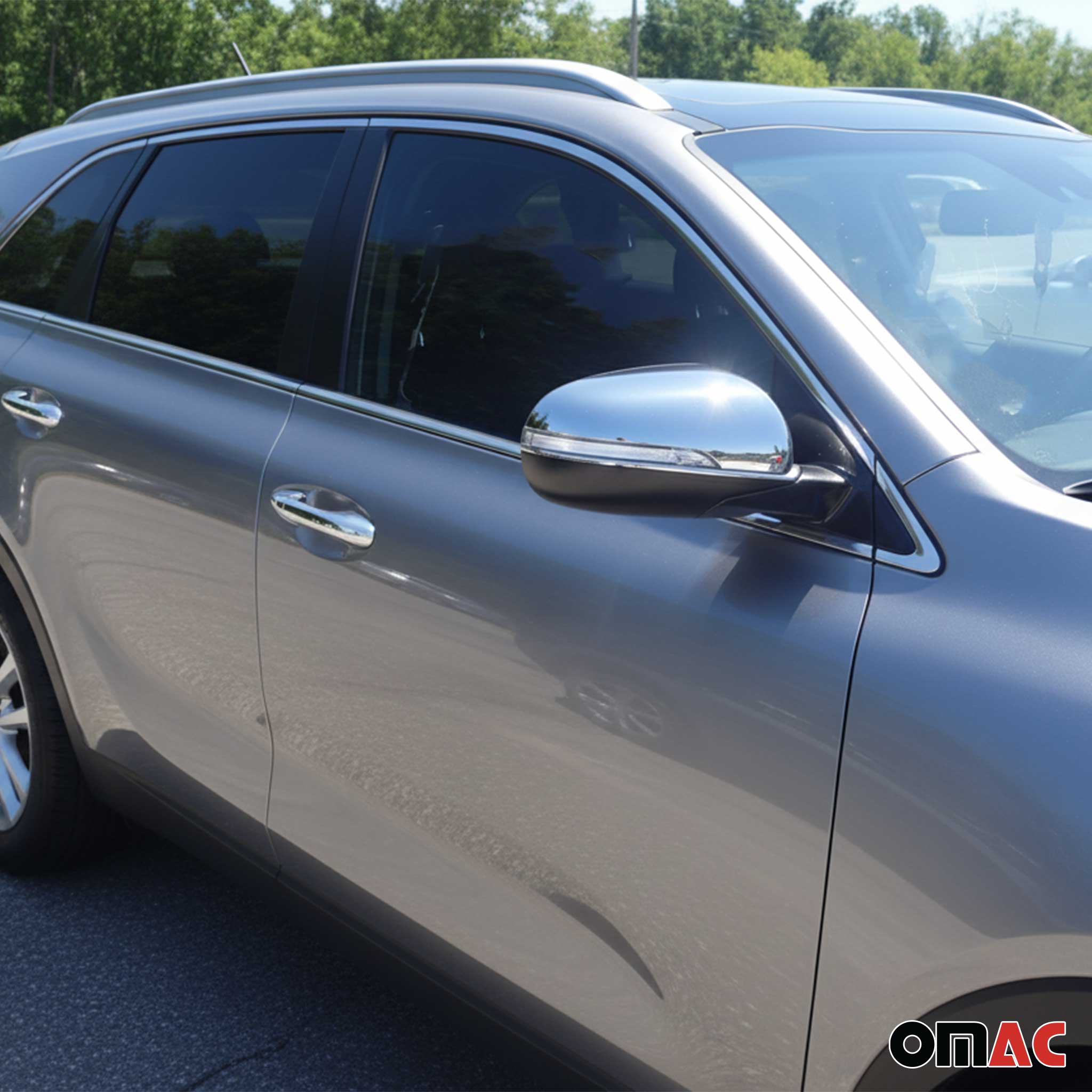 2016-2020 Kia Sorento Side Mirror Cover Caps Stainless Steel Silver 2 Pcs - Image 2
