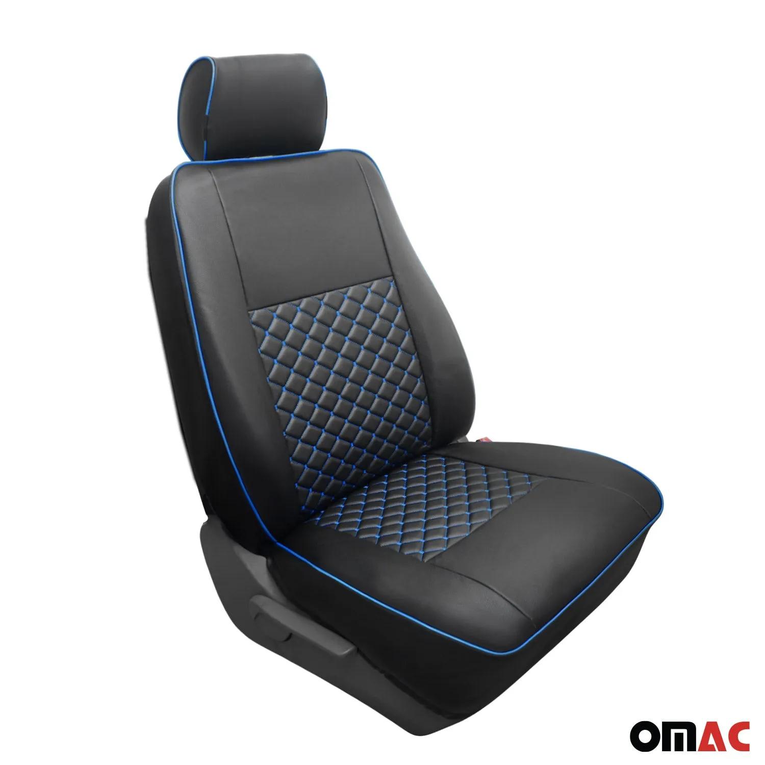 1993-2003 VW Eurovan Leather Car Seat Covers Protector Black Blue 2+1 - Image 7