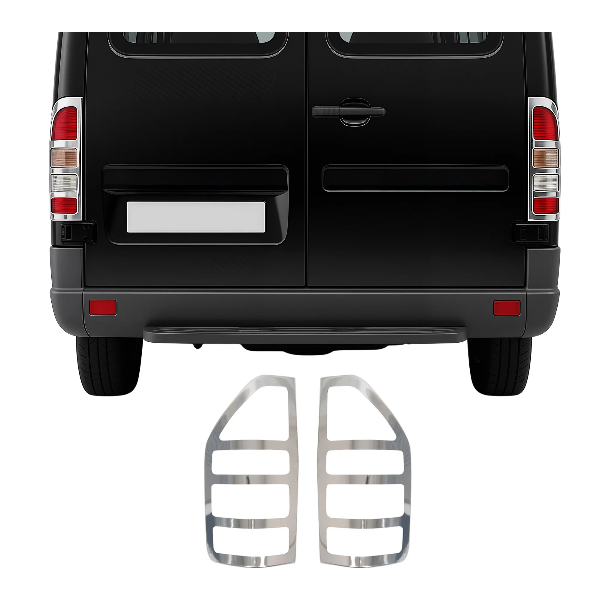 2003-2006 Dodge Sprinter Trunk Tail Light Trim Frame Stainless Steel Silver 2 Pcs