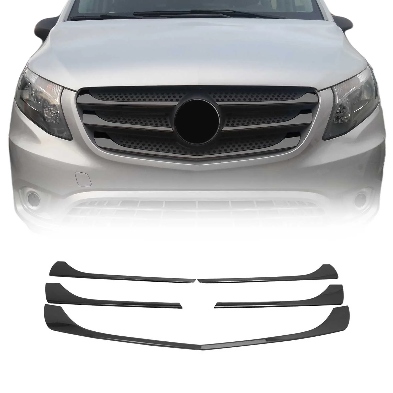 2016-2020 Mercedes Metris Front Bumper Grill Trim Molding S. Steel Dark 5x