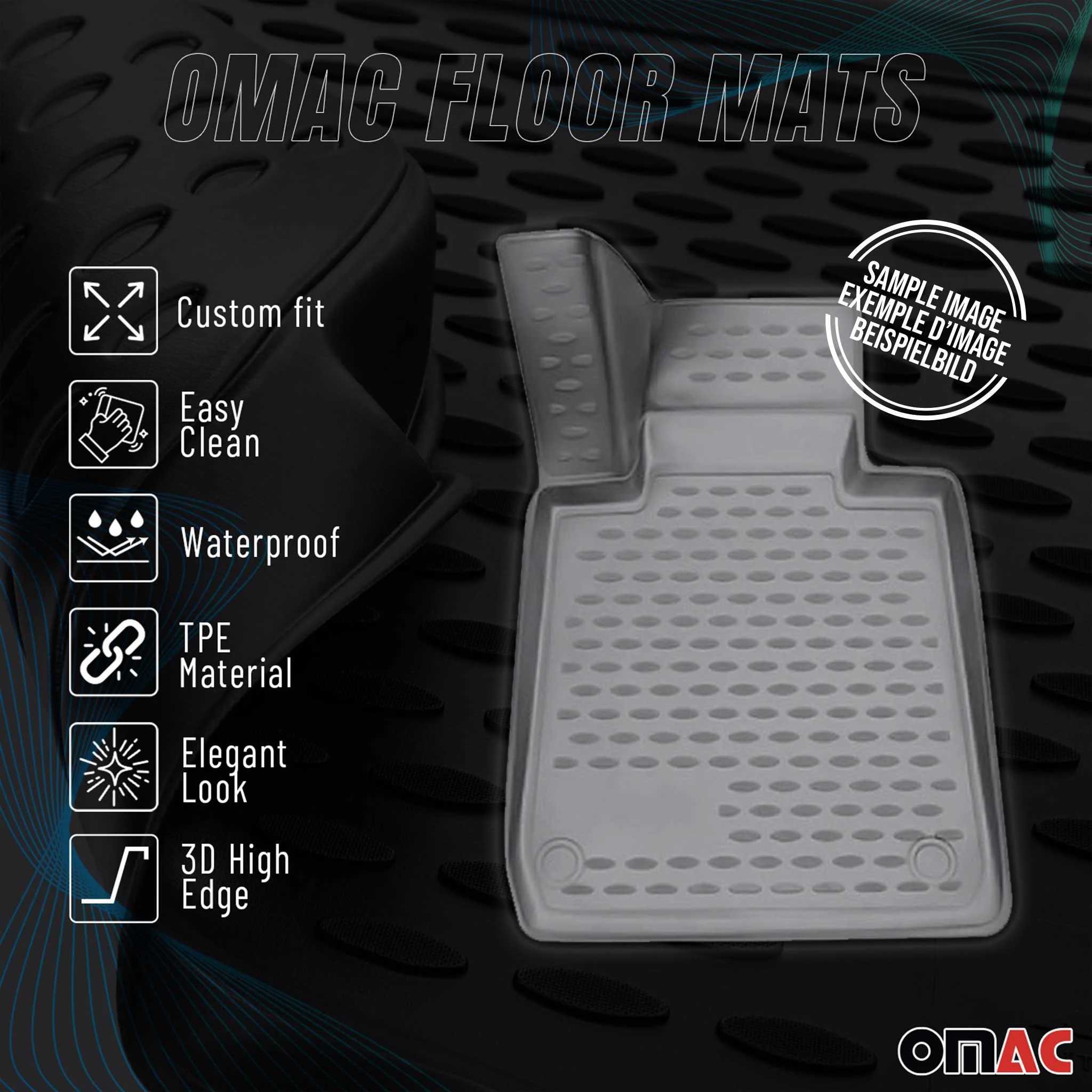 2014-2018 Mercedes Sprinter W906 Floor Mats Liners Full Set All Weather Gray - Image 2