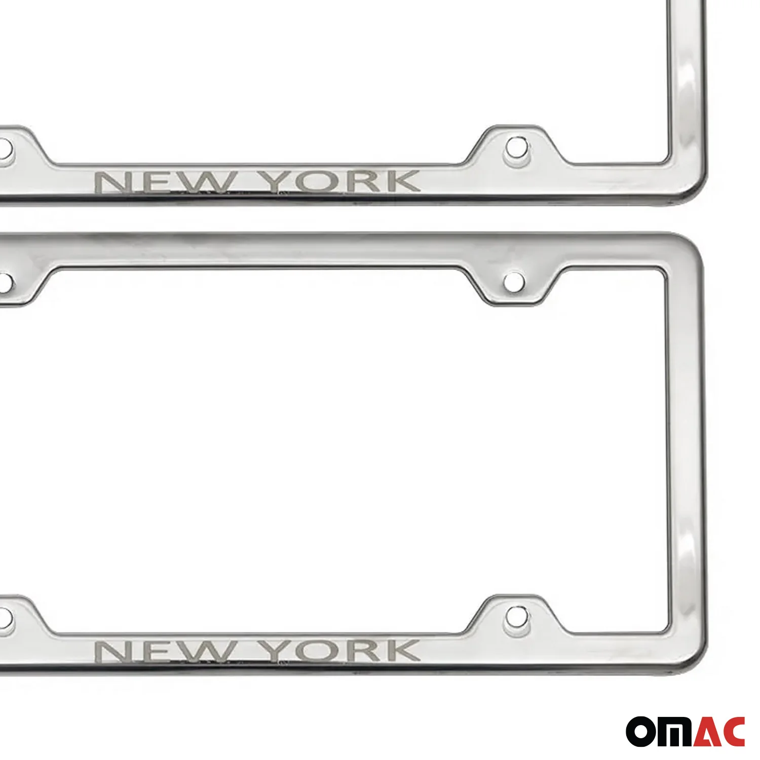 NEW YORK Print License Plate Frame Chrome Stainless Steel 2 Pcs. - Image 6