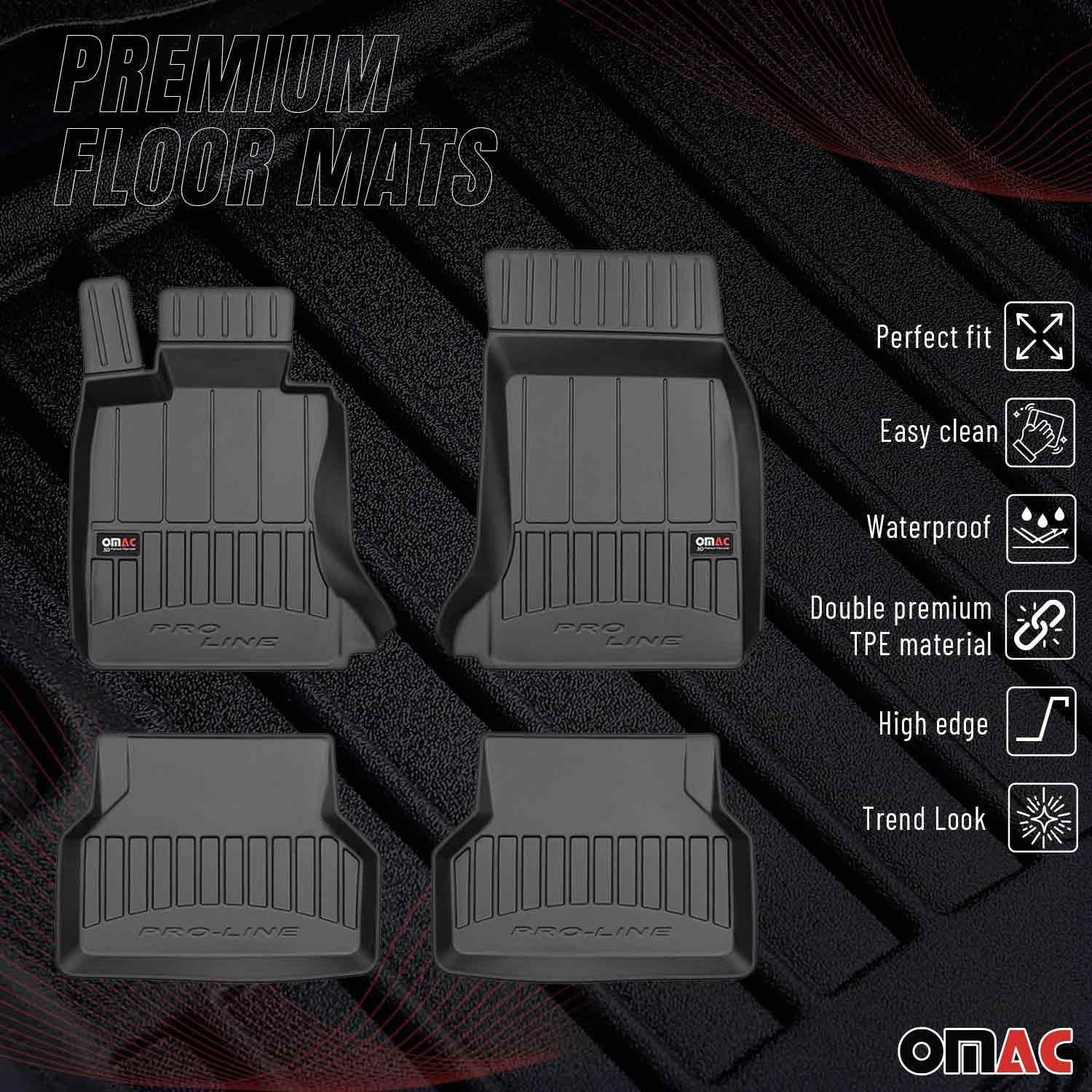 2004-2010 BMW 5 Series E60 E61 Sedan Touring Premium Floor Mats Liners Full Set All Weather Heavy Duty Black - Image 2