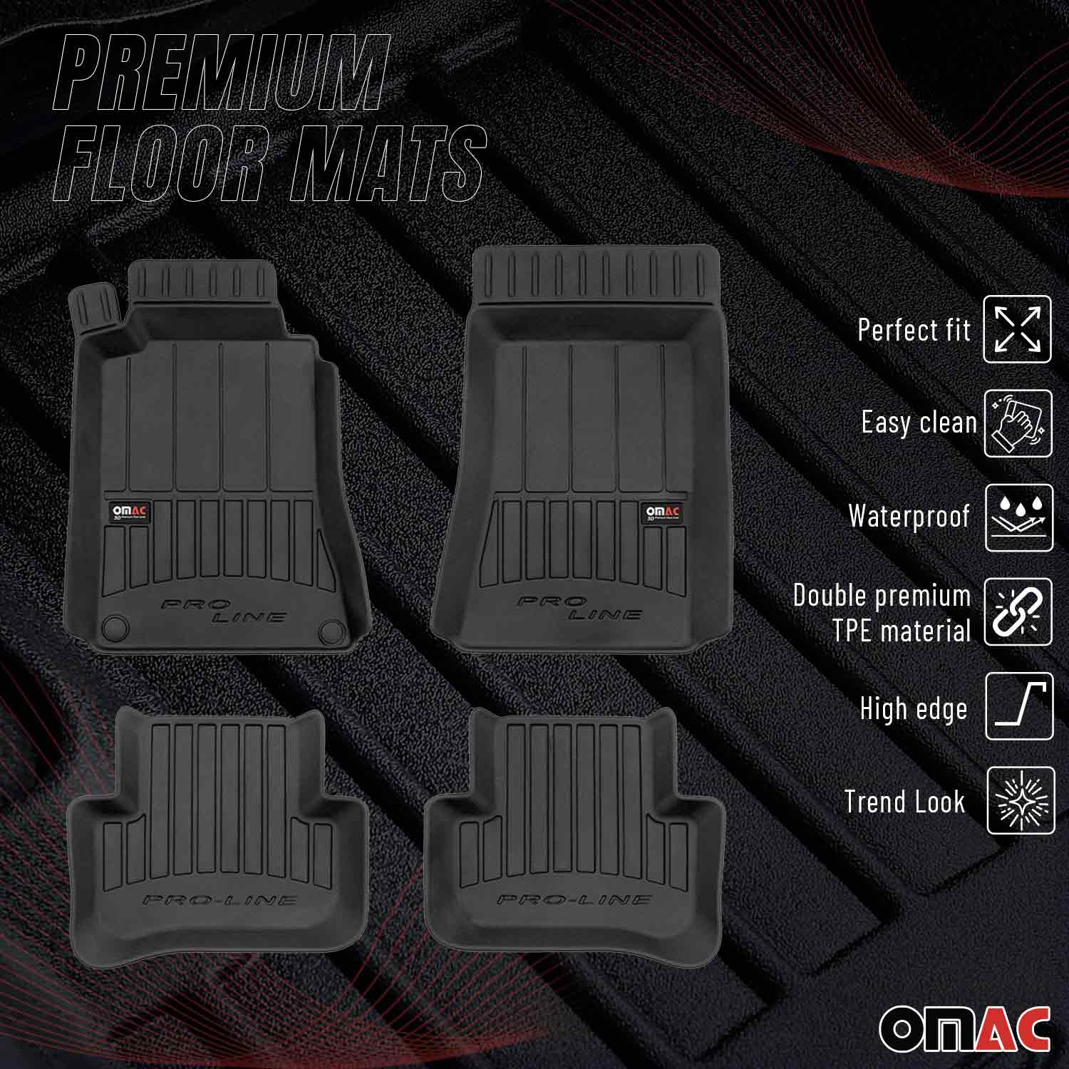 2001-2009 Mercedes C Class W203 Sedan Premium Floor Mats Liners Full Set All Weather Heavy Duty Black - Image 2
