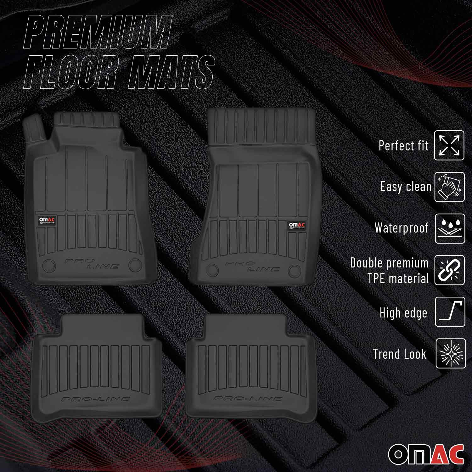 2008-2011 Mercedes CLS Class C219 Premium Floor Mats Liners Full Set All Weather Heavy Duty Black - Image 2