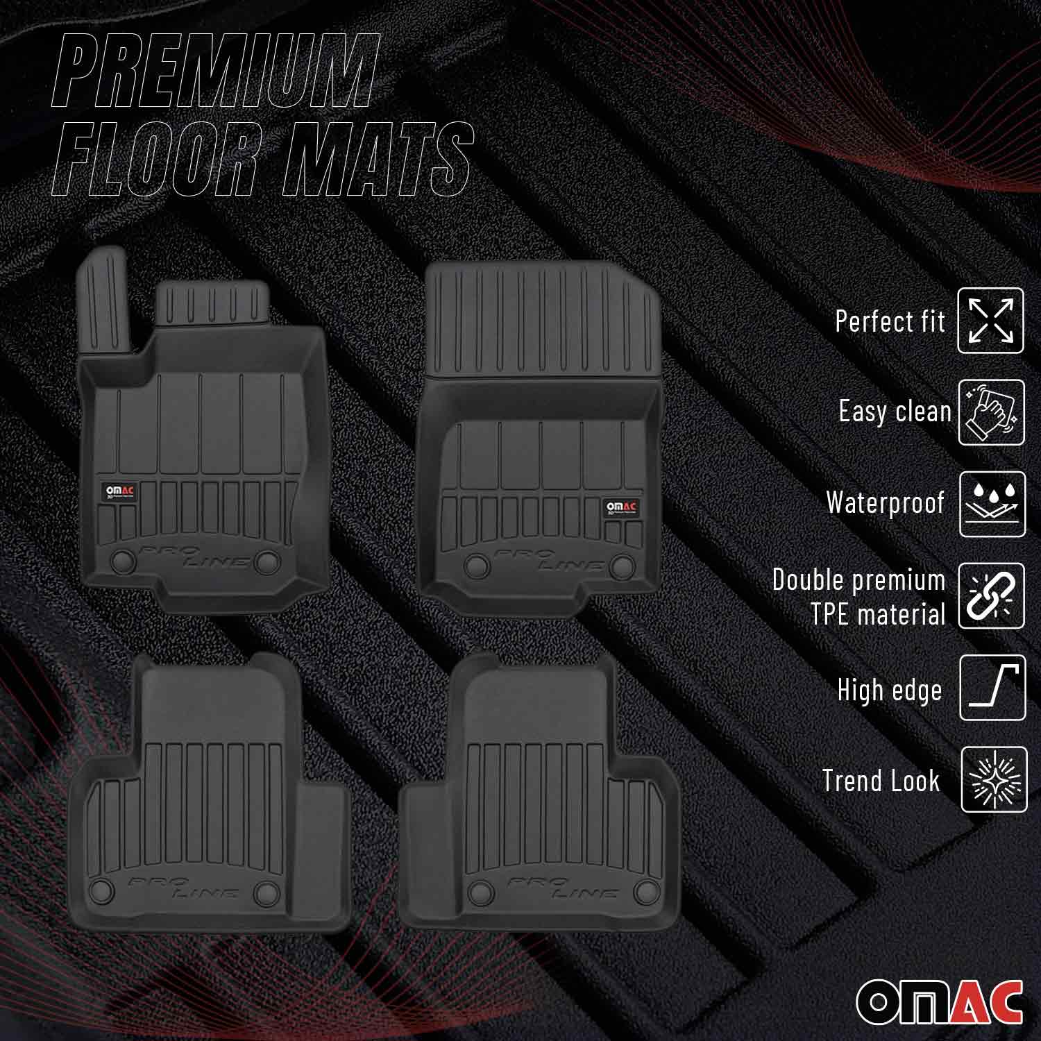2012-2015 Mercedes ML Class W166 Premium Floor Mats Liners Full Set All Weather Heavy Duty Black - Image 2