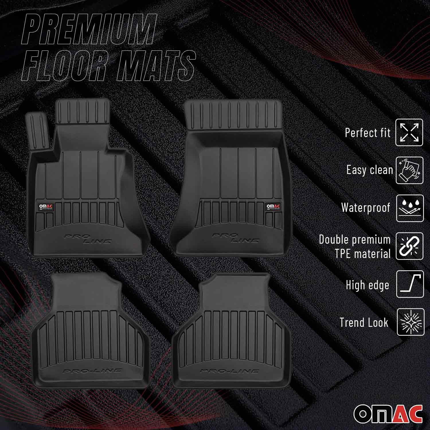 2002-2008 BMW 7 Series E65 E66 E67 Premium Floor Mats Liners Full Set All Weather Heavy Duty Black - Image 2