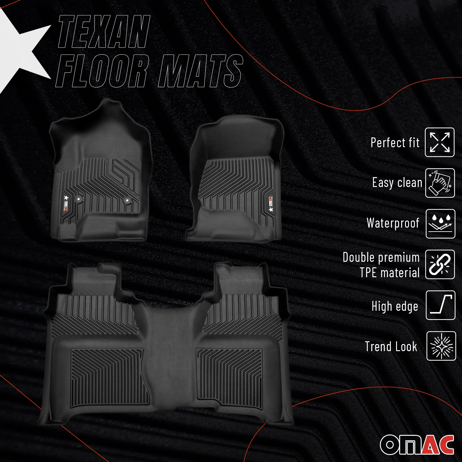2015-2019 Chevrolet Silverado 1500 CrewCab 2014-2018 / 2500HD 3500HD CrewCab Premium Floor Mats Liners First and Second Row Set - Image 2