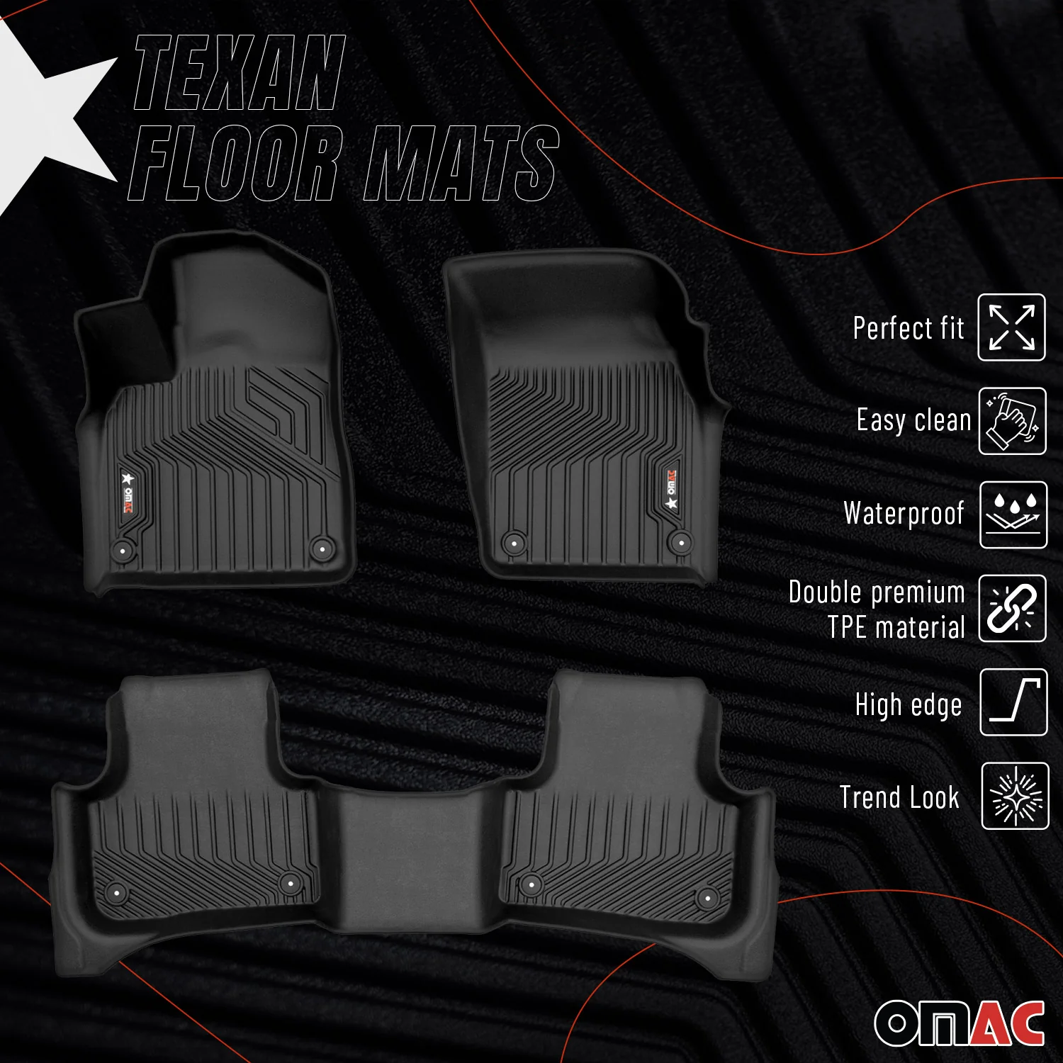 2018-2026 Audi Q7 Q8 SQ7 SQ8 Premium Floor Mats Liners First and Second Row Set Black - Image 2