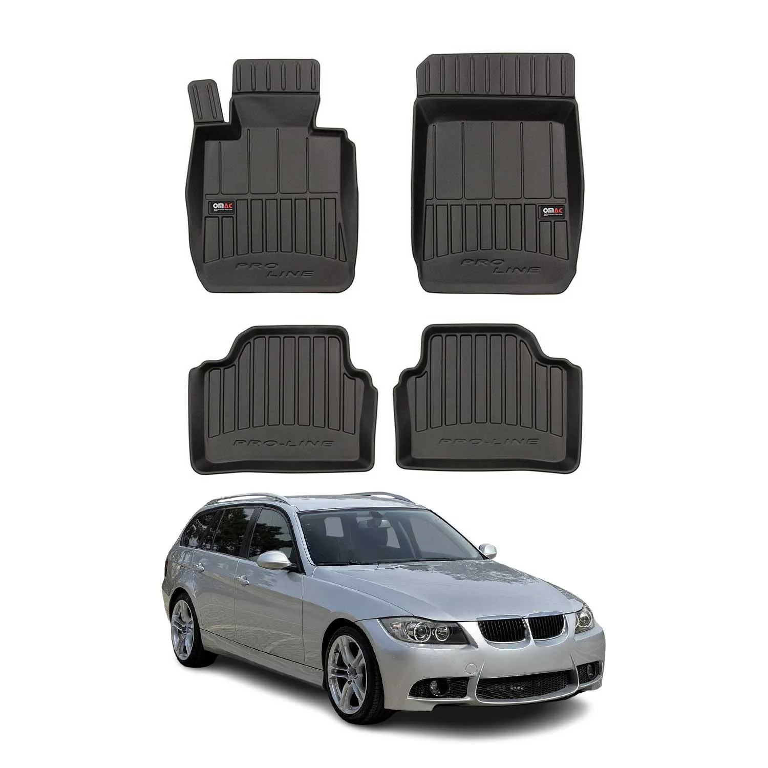 OMAC Premium Floor Mats for BMW 3 Series E91 2006-11 All-Weather Heavy Duty 4Pcs