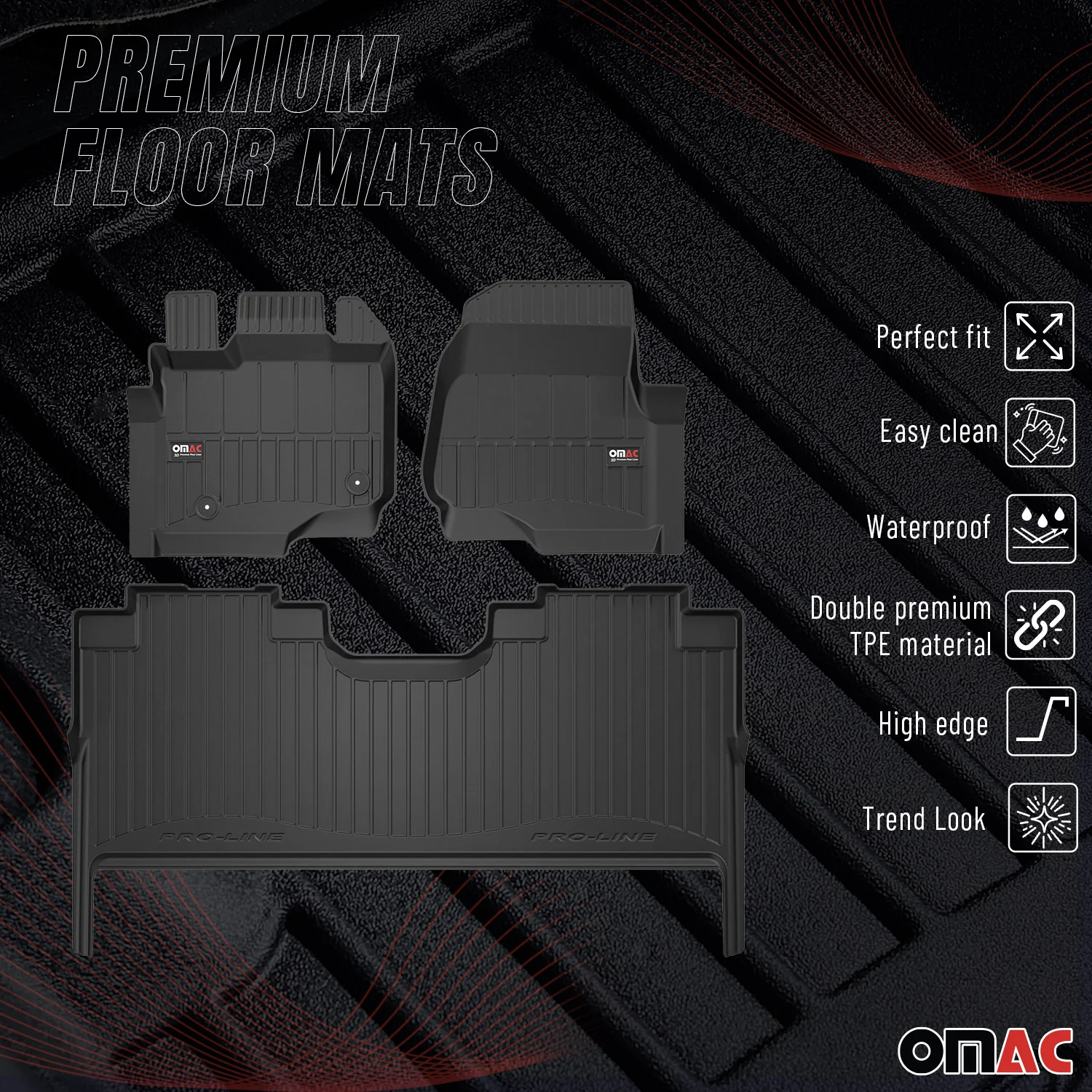 2021-2026 Ford F150 CrewCab Premium Floor Mats Liners Full Set All Weather Heavy Duty - Image 2