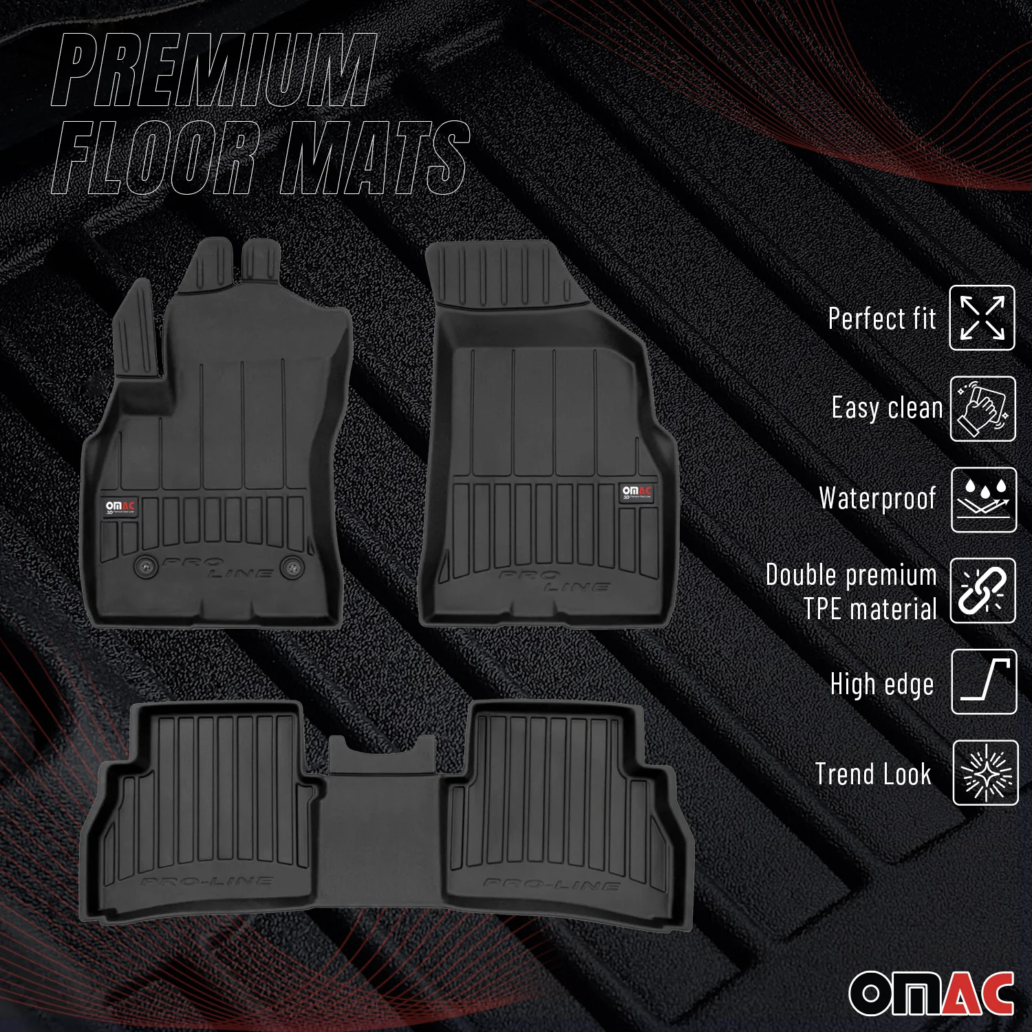 OMAC Premium Floor Mats for RAM ProMaster City 2015-2022 Heavy Duty All-Weather - Image 2