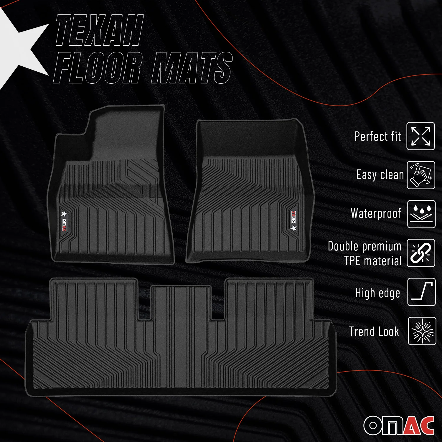 2017-2024 Tesla Model 3 Premium Floor Mats Liners First and Second Row Set Black - Image 2