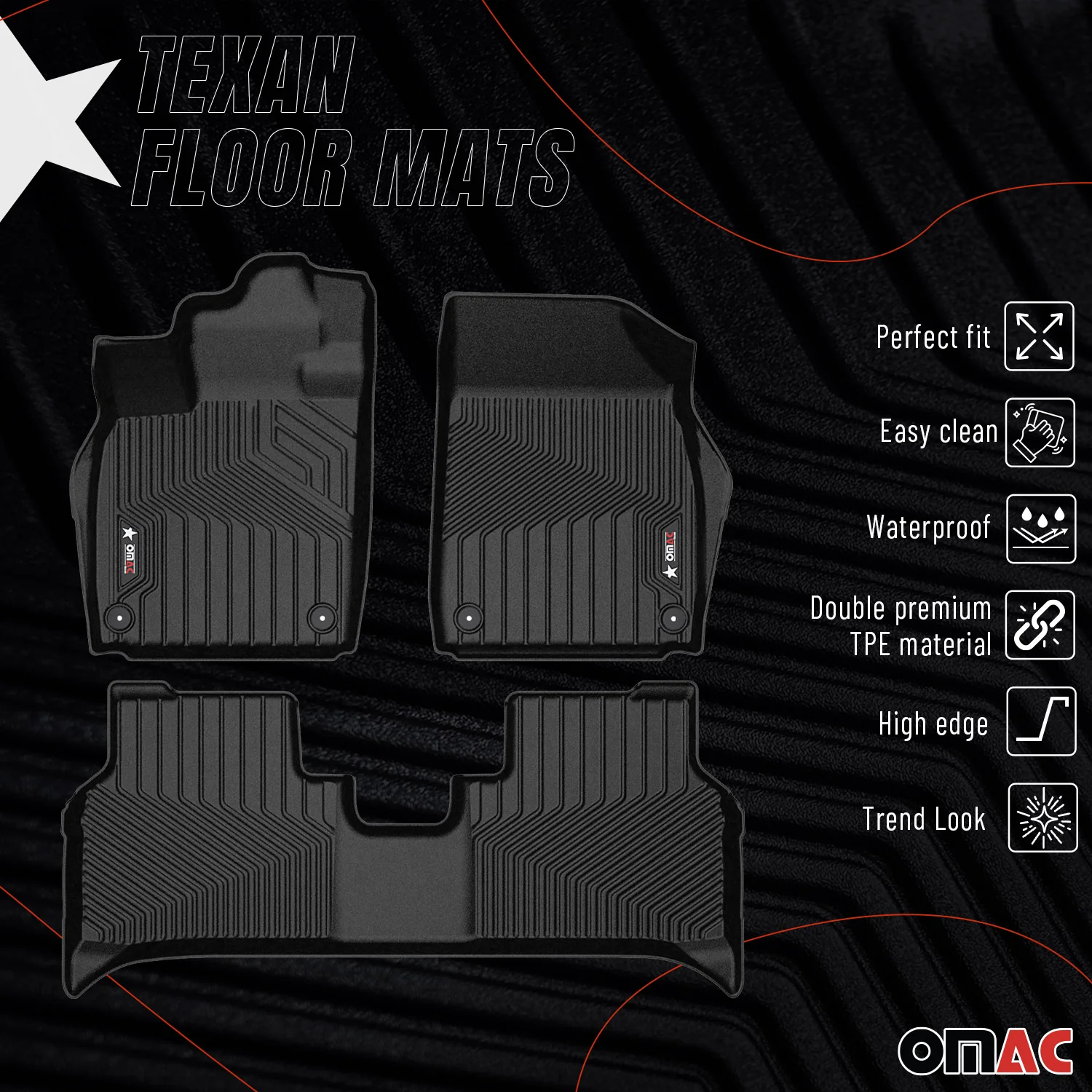 2021-2024 VW ID.4 Premium Floor Mats Liners First and Second Row Set Black - Image 2