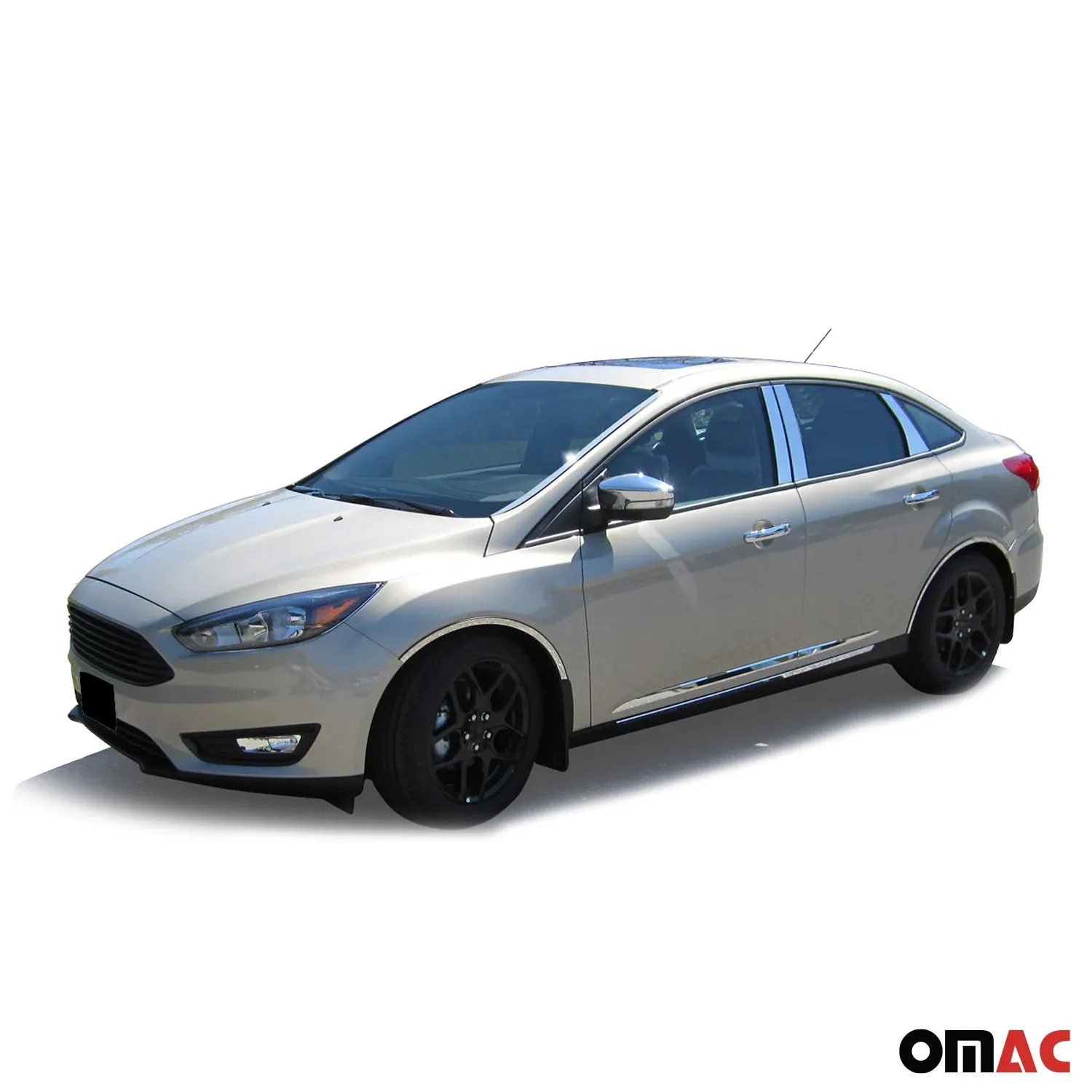 2015-2018 Ford Focus Rear Bumper Accent 1Pc Stainless Steel Silver - Image 2