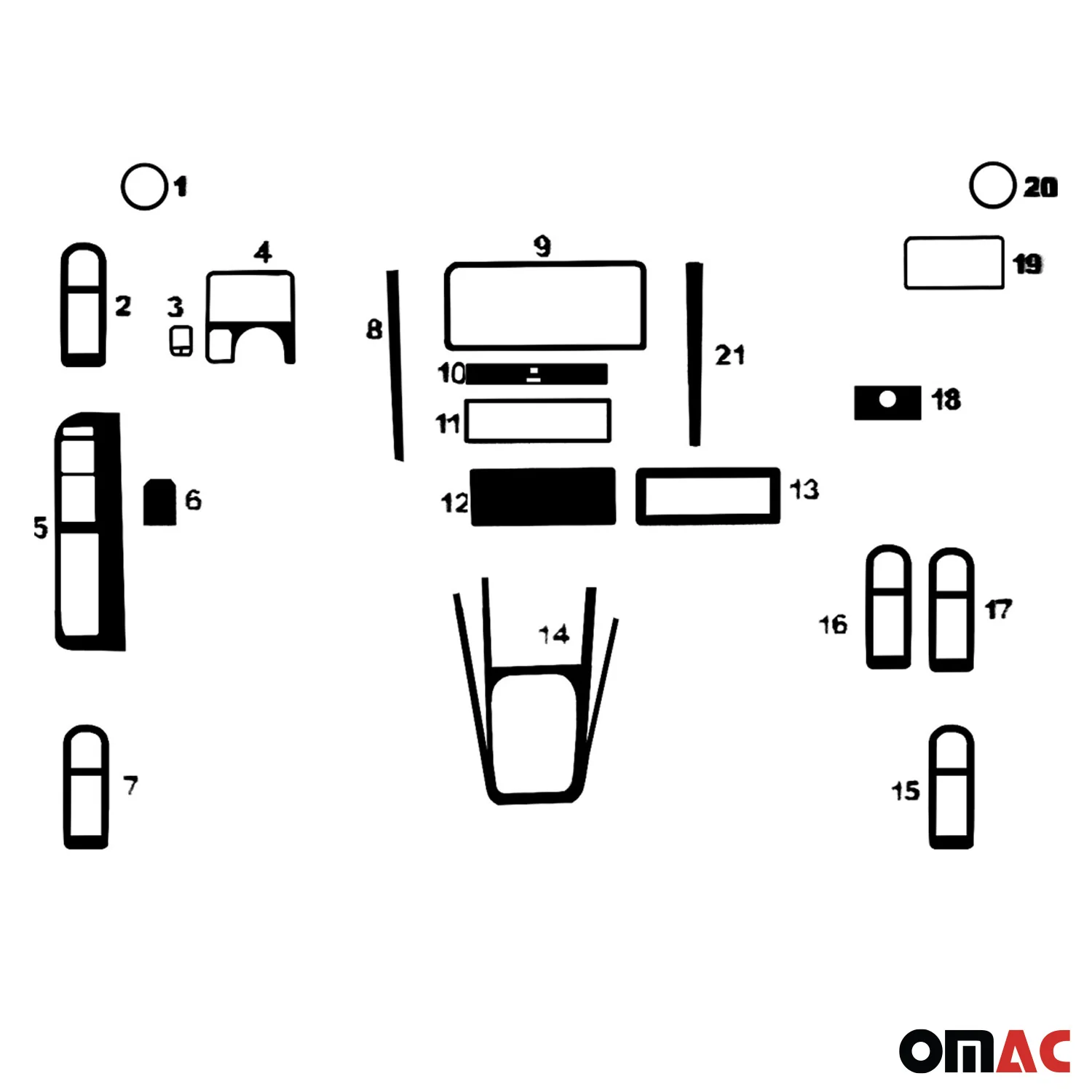 1998-2003 Volkswagen Golf Mk4 Piano Black Dashboard Console Trim Kit 21Pcs - Image 2