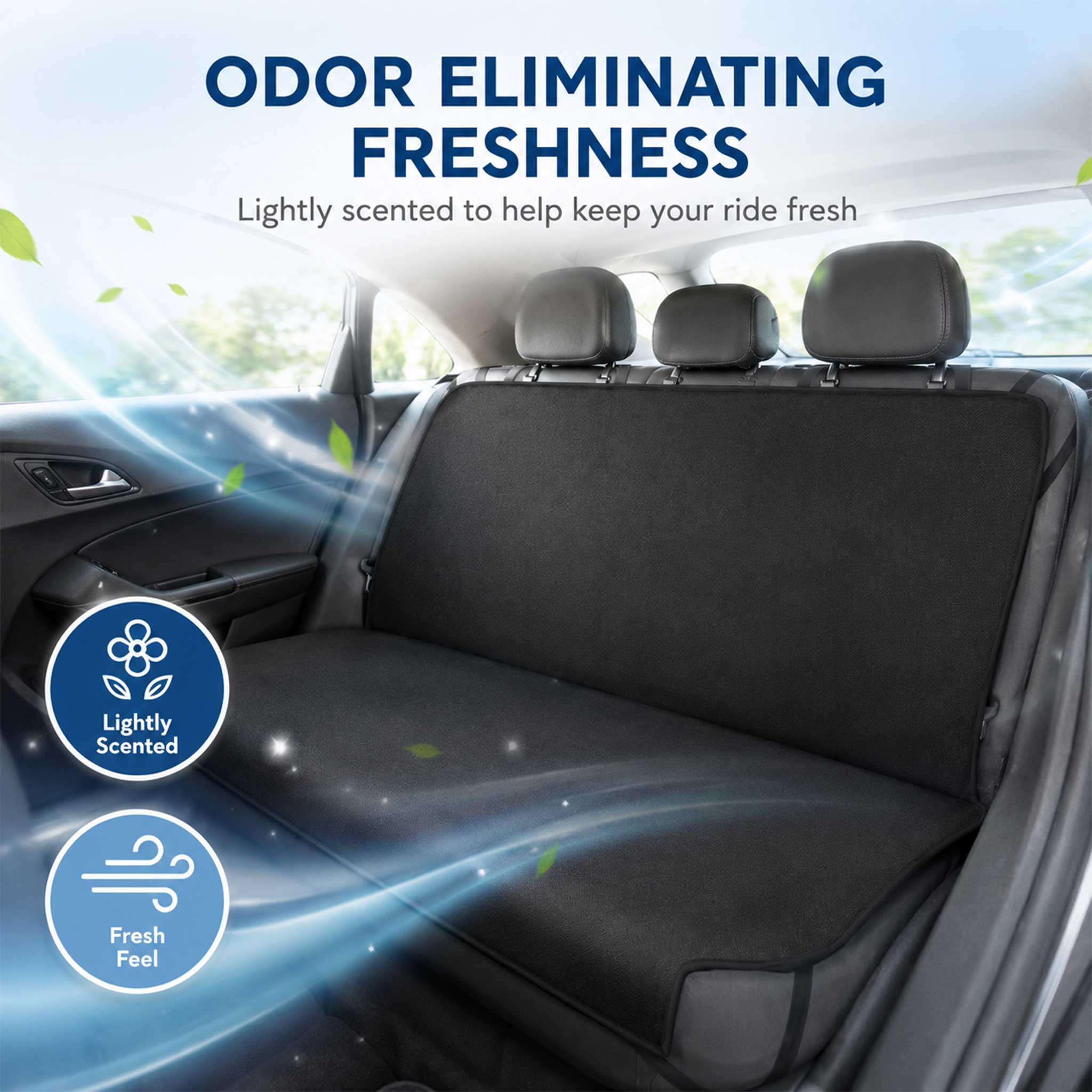 Rear Bench Car Seat Cover Odor Eliminating Pet Hammock Black - Image 3