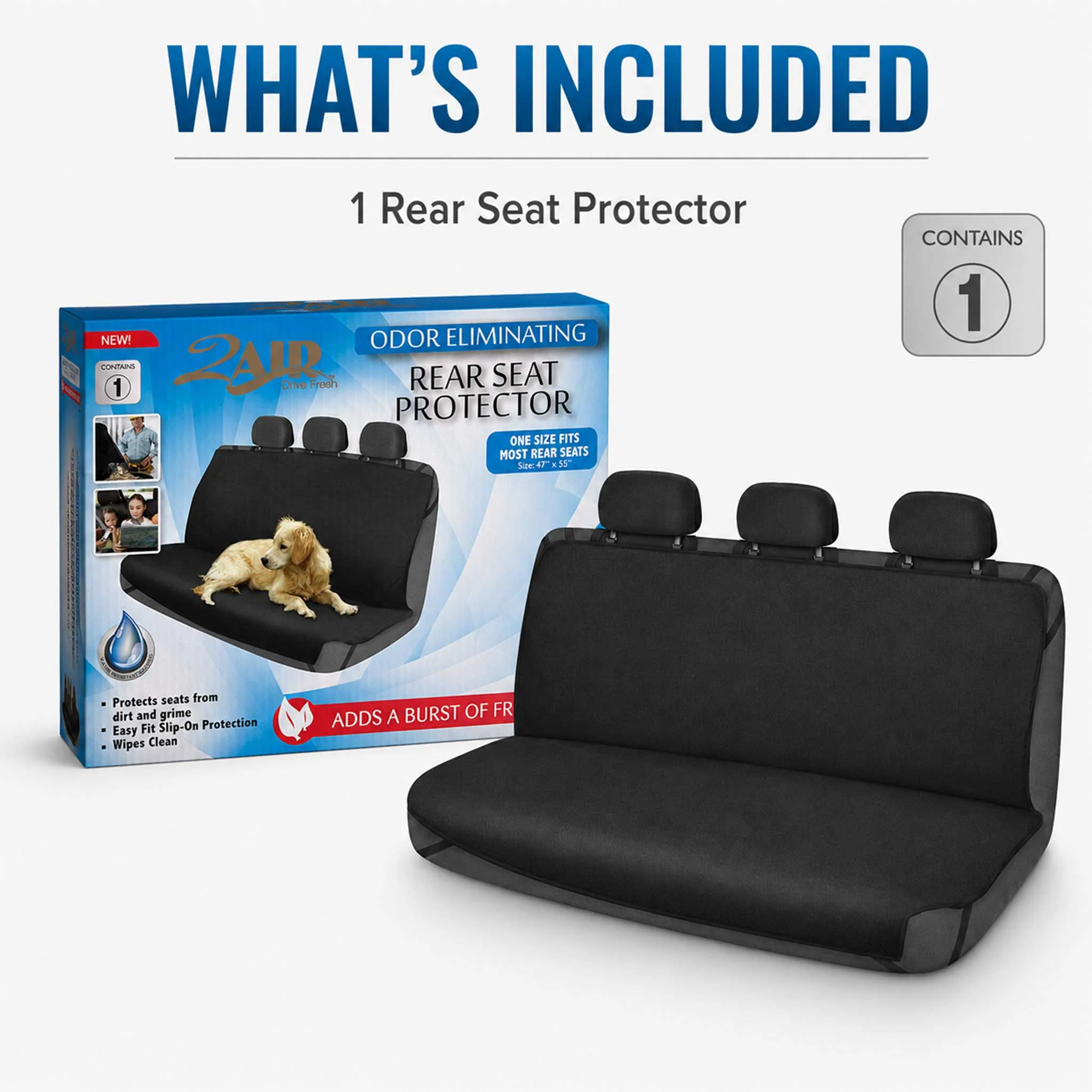 Rear Bench Car Seat Cover Odor Eliminating Pet Hammock Black - Image 8