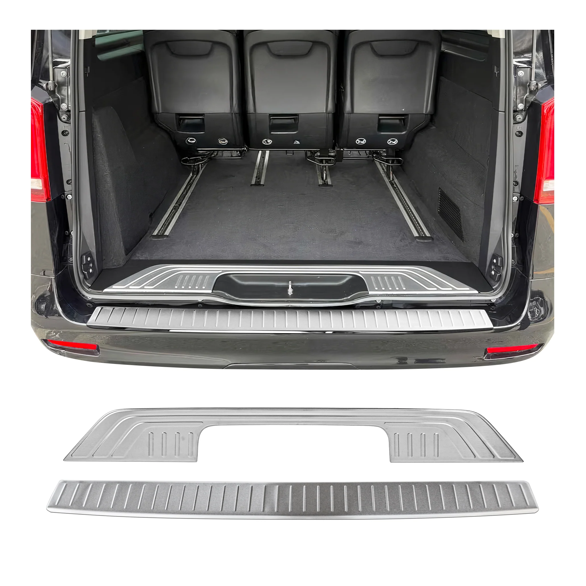 Rear Bumper Guard & Trunk Sill Cover Set for Mercedes Metris 2016-2024 Brushed