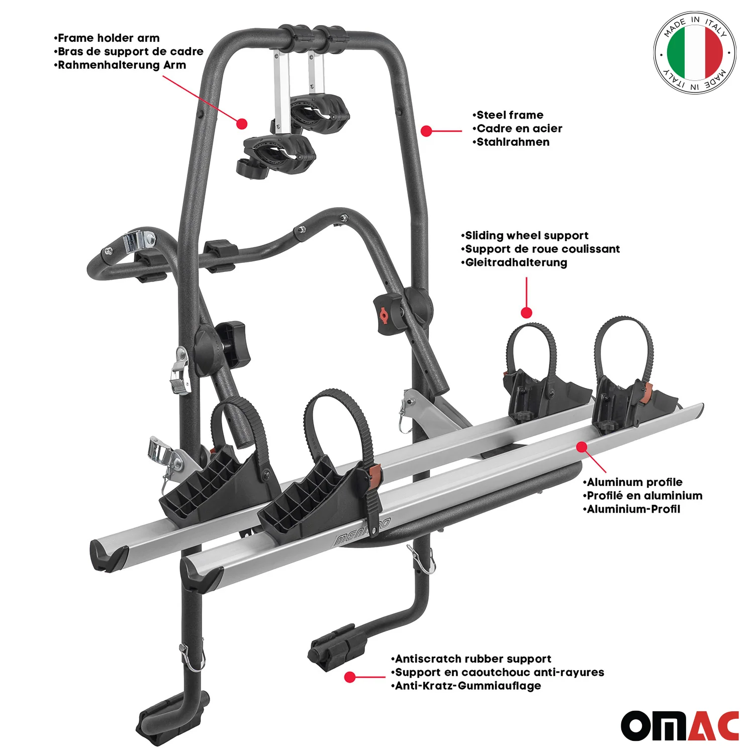 2014-2020 Fiat 500L Alu 2 Bike Rack Carrier Trunk Bike Rack Black Gray - Image 2