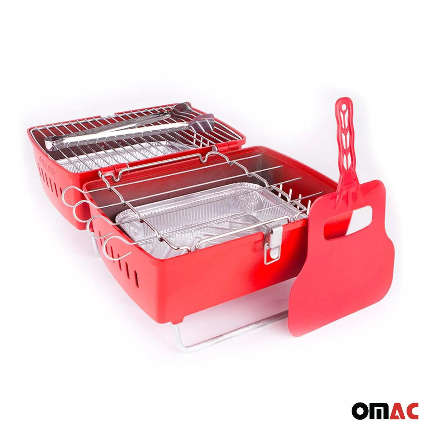 Red Portable Charcoal BBQ Grill Outdoor Camping 13 Pcs With Durable Bag SET - Image 6