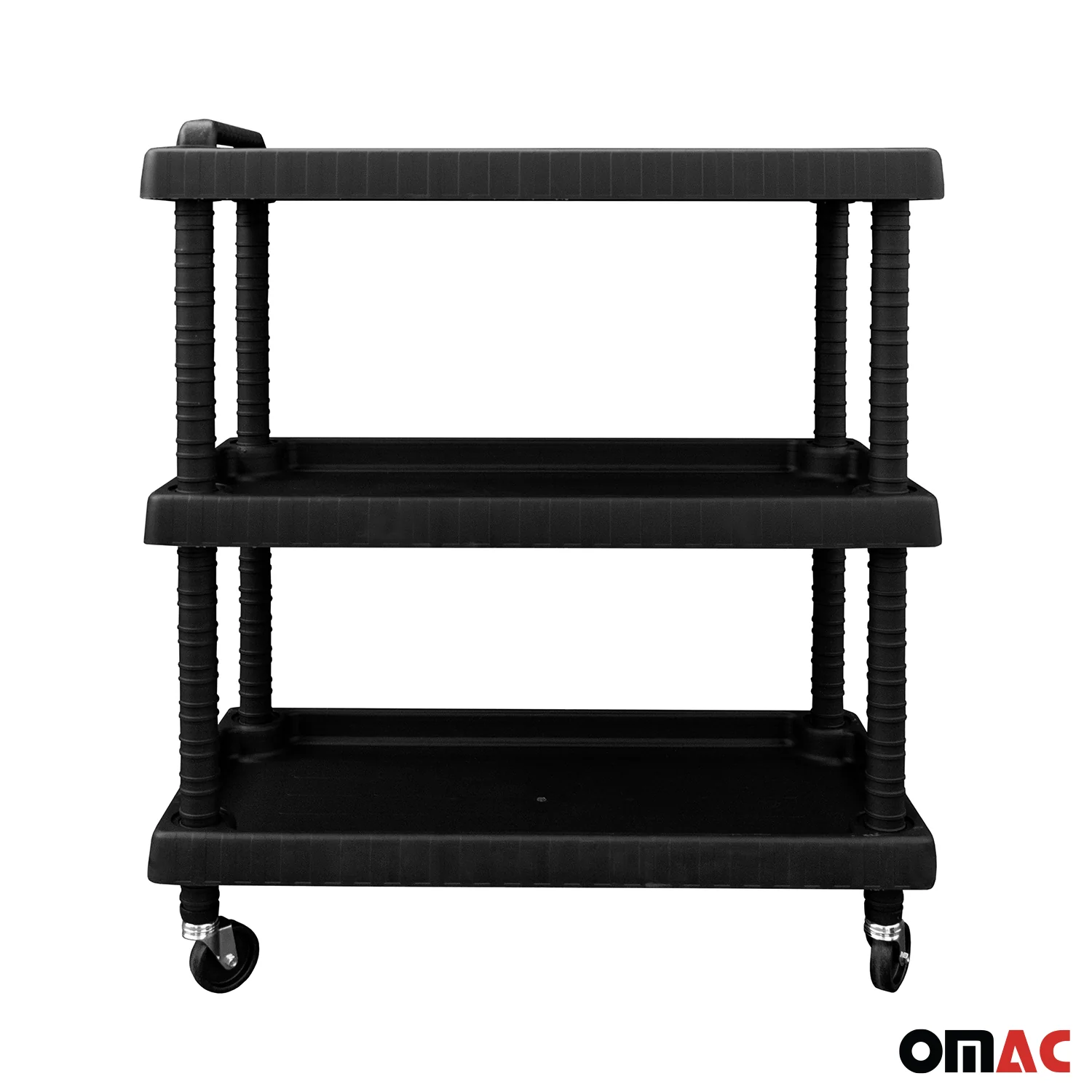 Rolling Cart 3 Tiers Wheels Trolley Workshop Cart Assembly Cart Black 88 lbs - Image 10