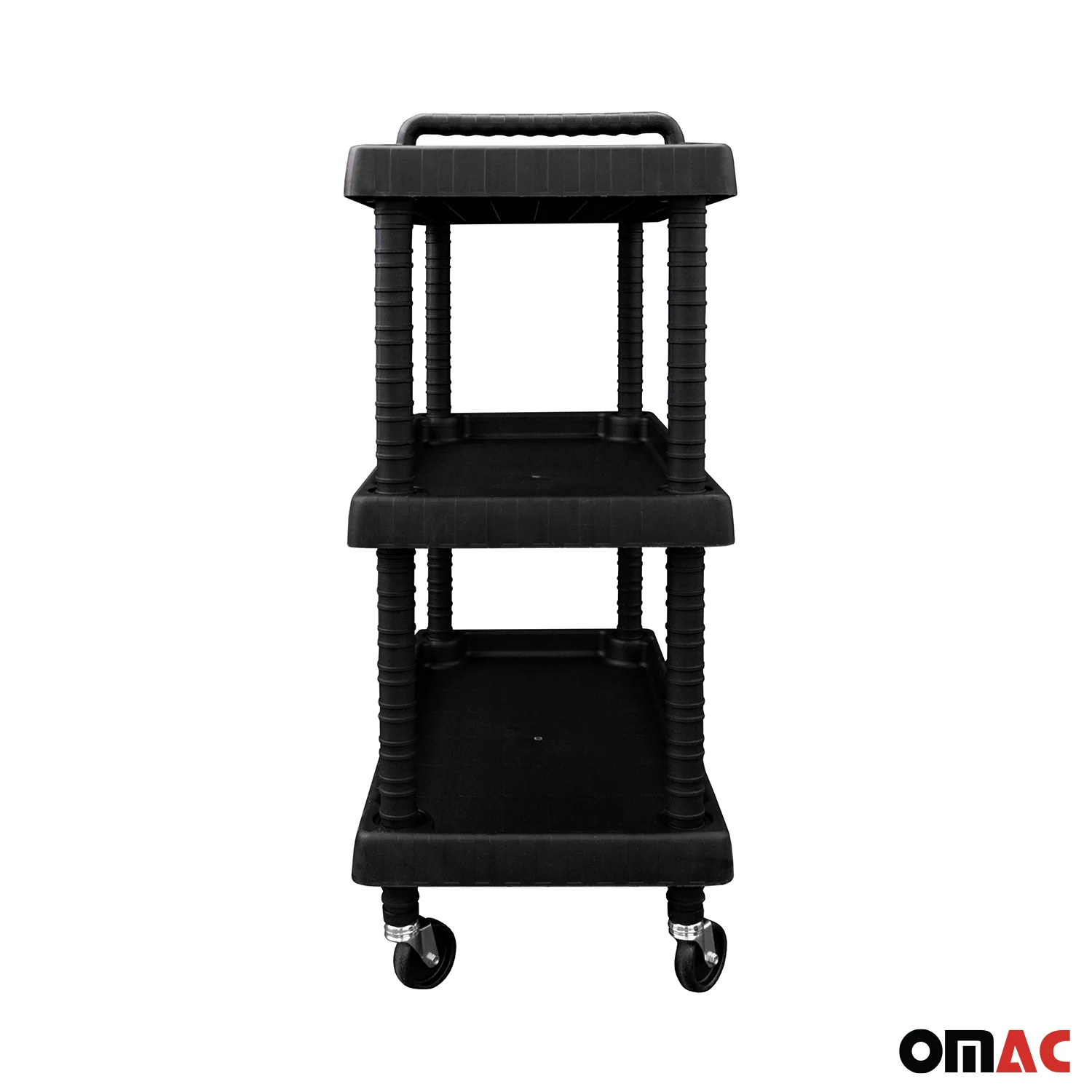 Rolling Cart 3 Tiers Wheels Trolley Workshop Cart Assembly Cart Black 88 lbs - Image 8
