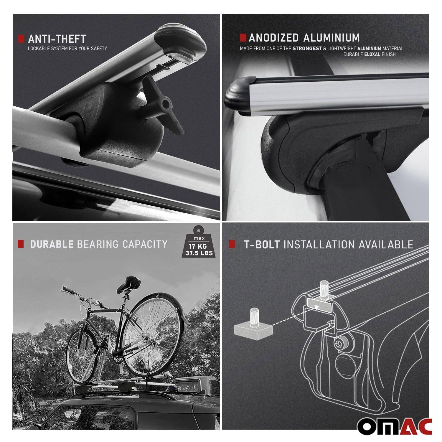 2017-2022 Nissan Rogue Sport Bike Rack Carrier Roof Racks Set Silver 3Pcs - Image 3