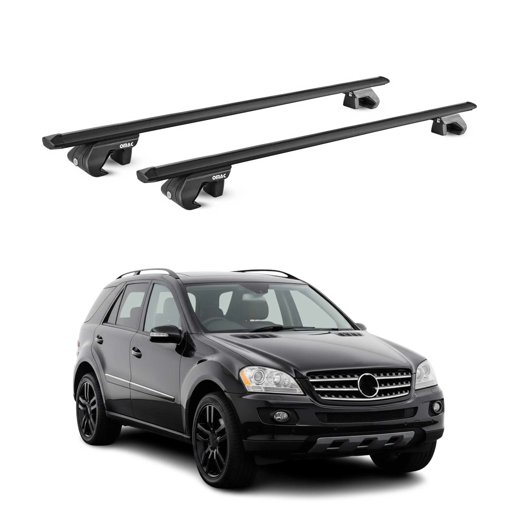 Roof Rack Cross Bars Carrier for Mercedes M-Class W164 2006-2011 Alu Black 2Pcs