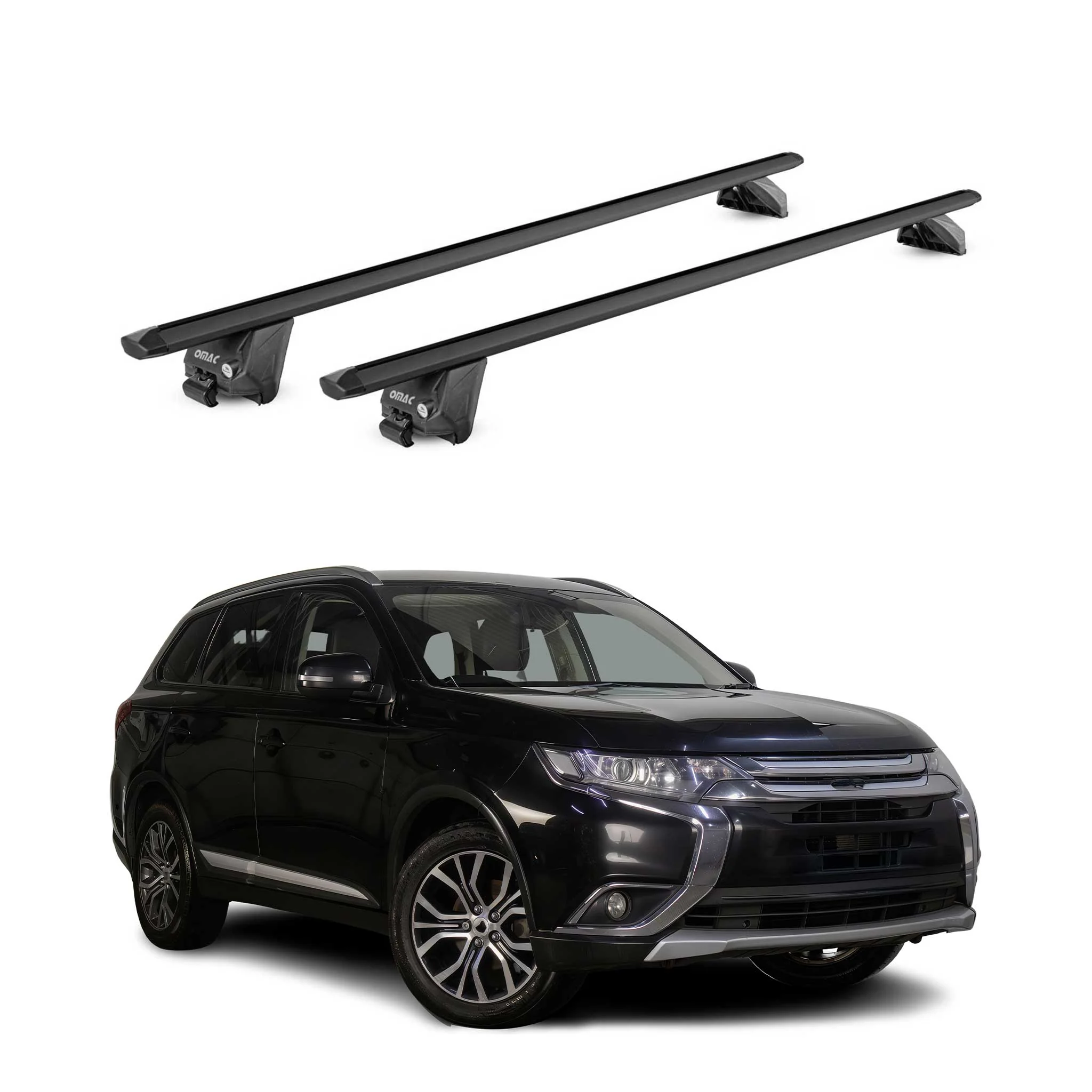 Roof Rack Cross Bars Carrier for Mitsubishi Outlander 3.gen 2014-2021 Black 2x