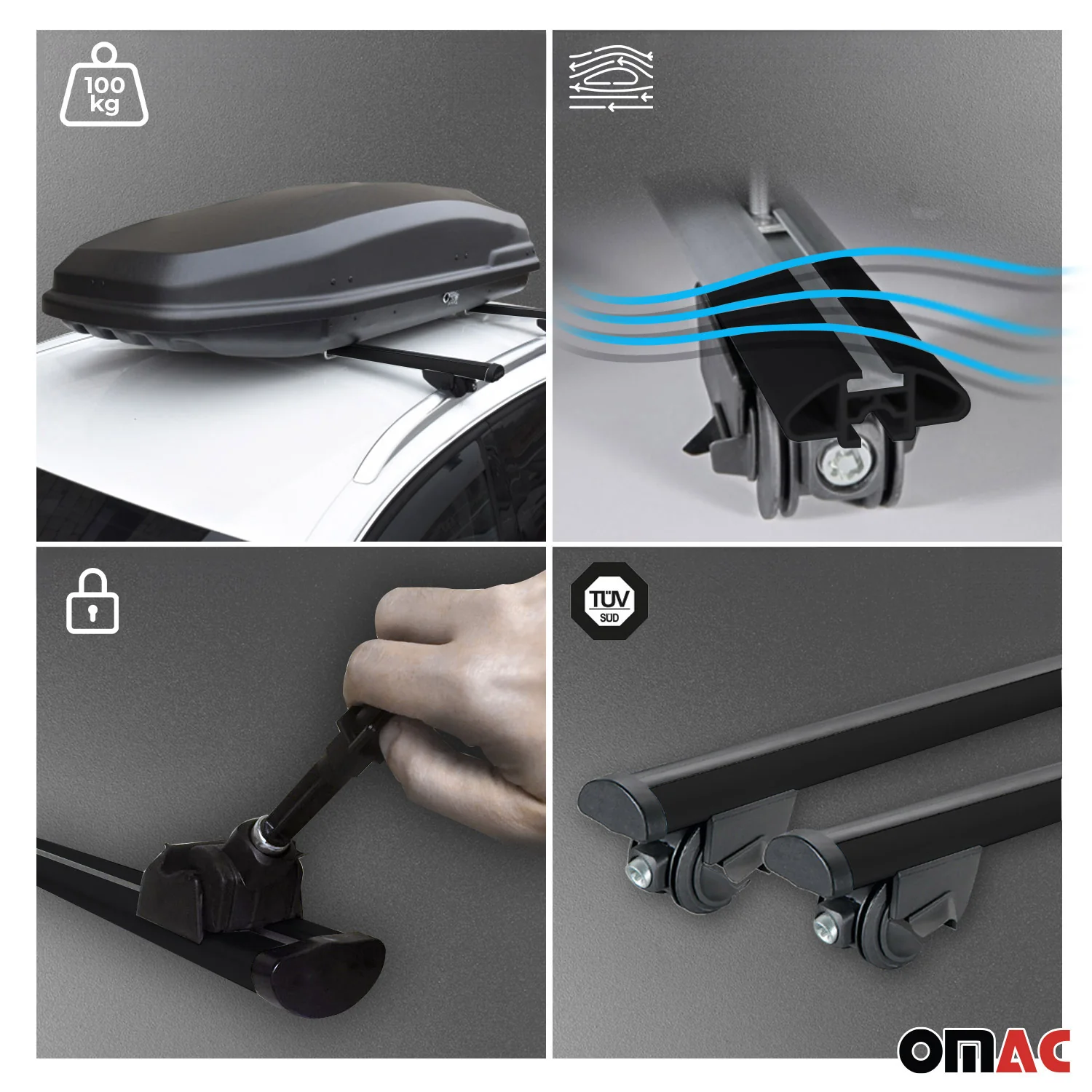 2015-2019 BMW X6 F16 Roof Rack Cross Bars Black - Image 7