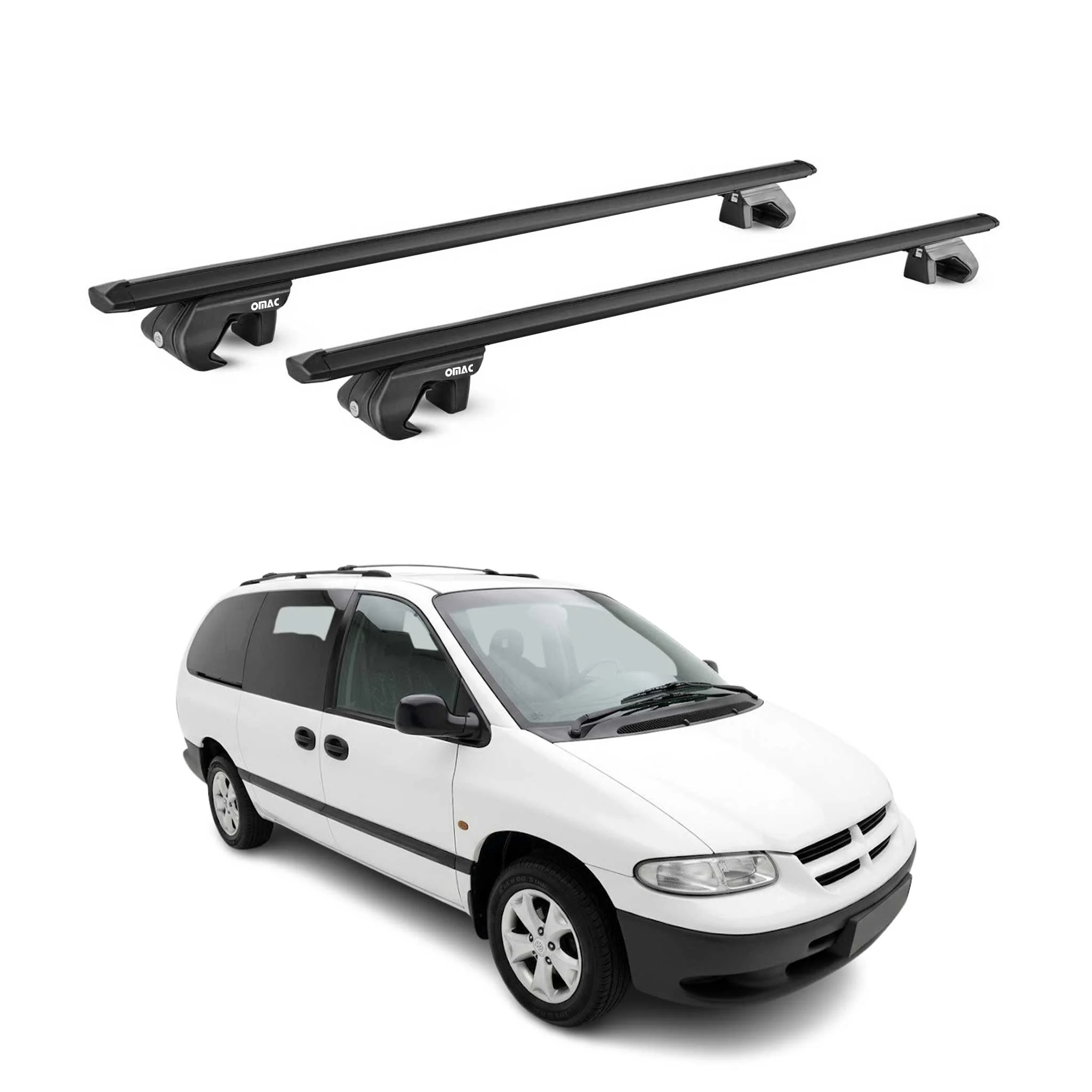 Roof Rack Cross Bars for Chrysler Voyager 1996-2000 Aluminium Grey 2 Pcs