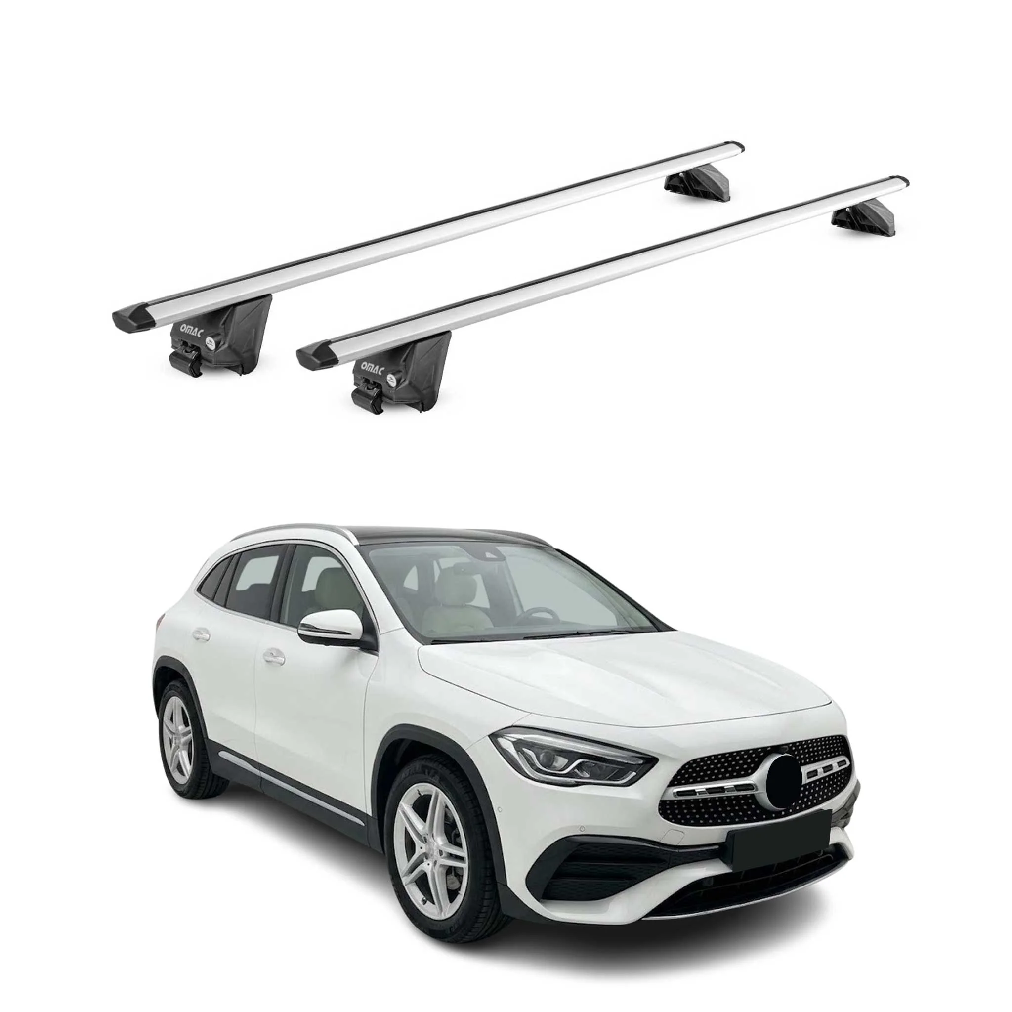 Roof Rack Cross Bars for Mercedes GLA Class H247 2021-2026 Aluminium Grey 2 Pcs