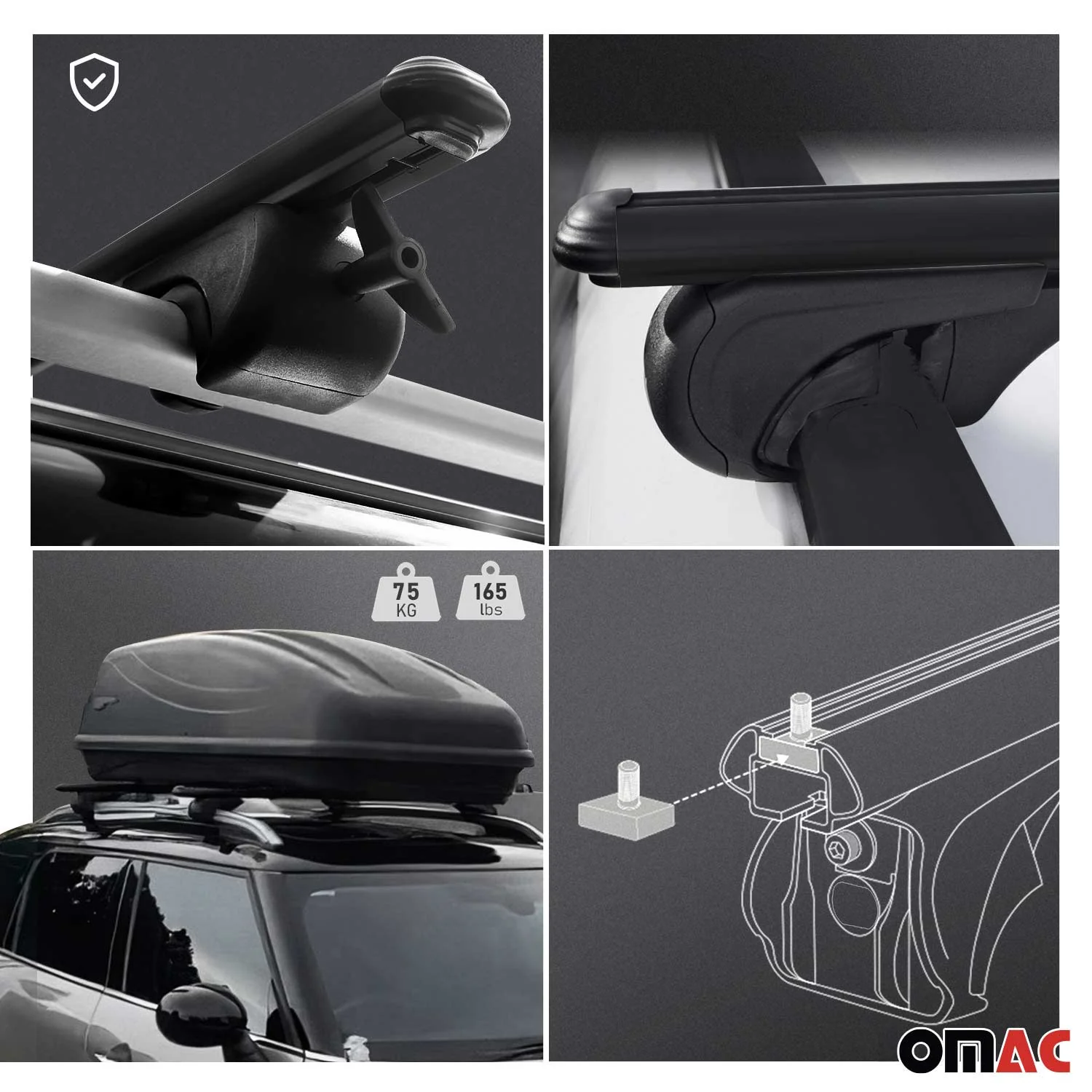 2017-2023 GMC Acadia Roof Rack Cross Bars Black - Image 4