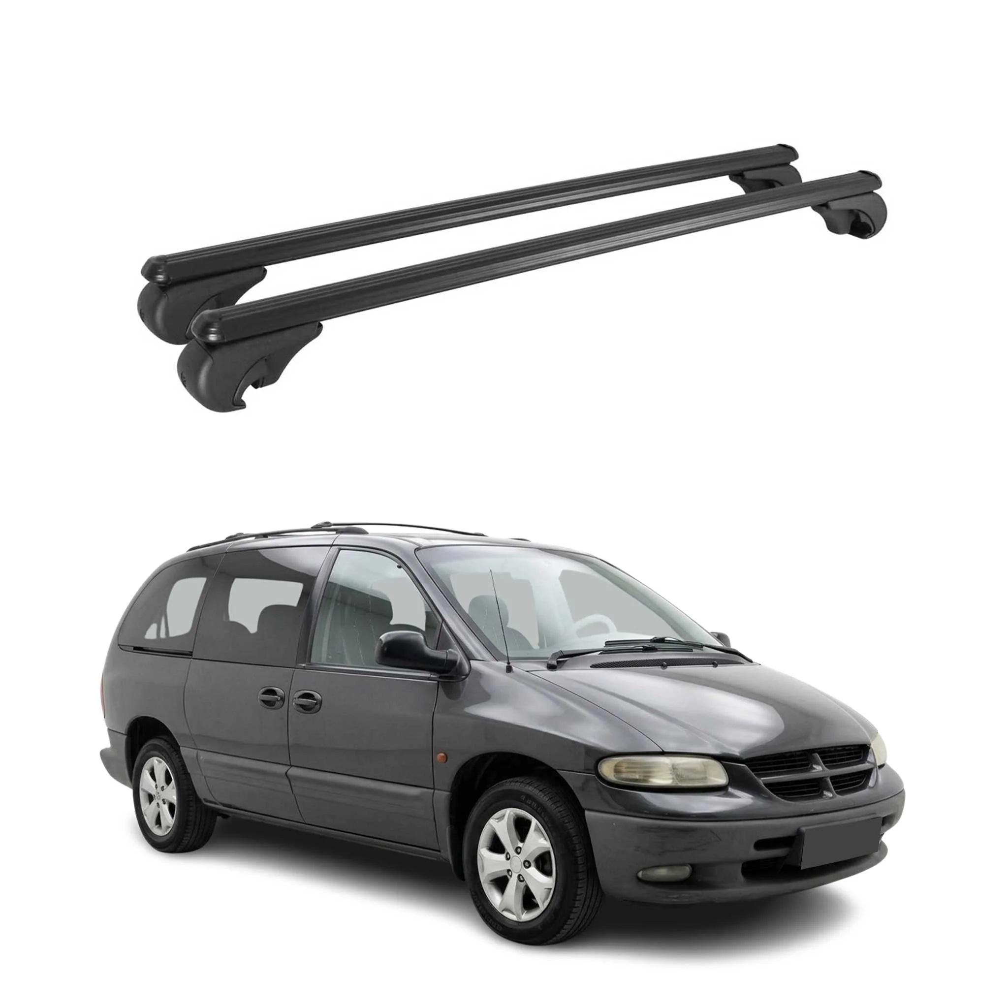 Roof Rack Cross Bars Luggage Carrier for Dodge Caravan 1996-2000 TÜV Black 2 Pcs