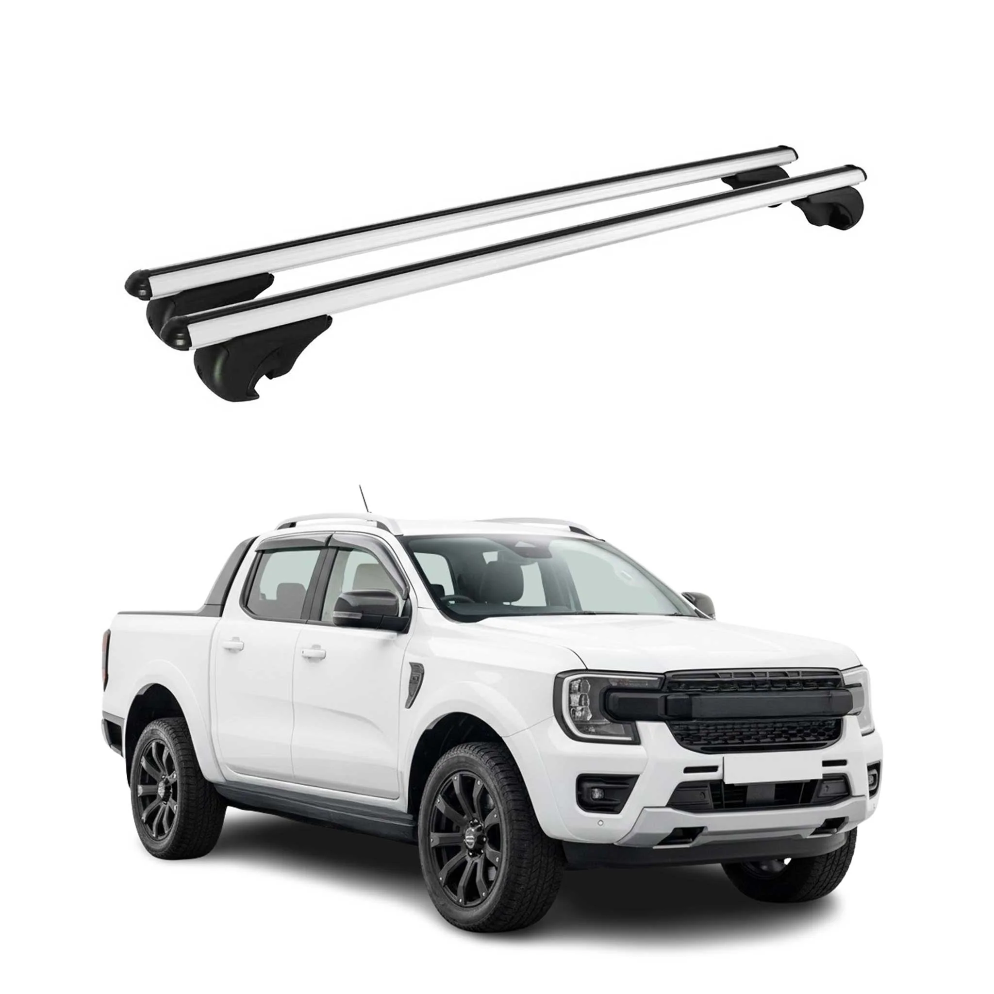 Roof Rack Cross Bars Luggage Carrier for Ford Ranger 2024-2026 TÜV Gray 2 Pcs