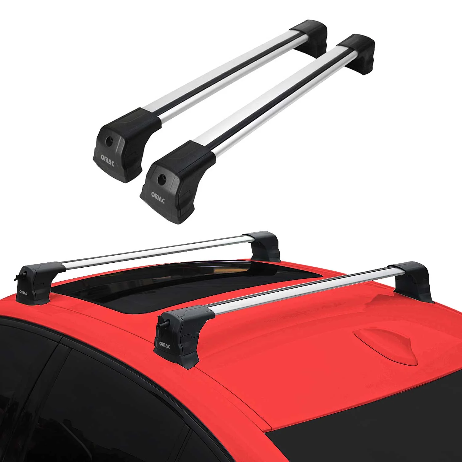 2003-2008 Mazda 6 Roof Rack Cross Bars Silver - Image 2
