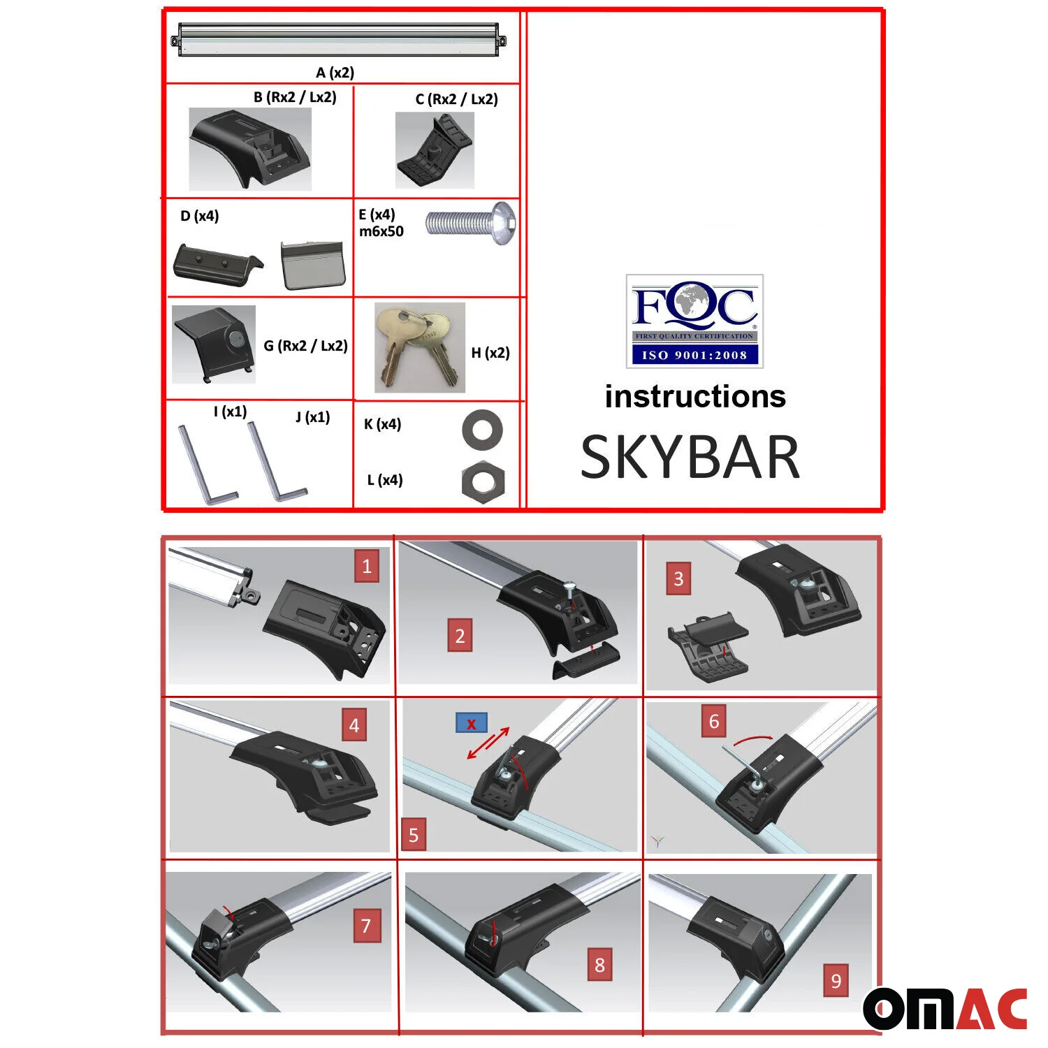 2003-2009 Toyota Land Cruiser Prado Roof Rack Cross Bars Silver - Image 5