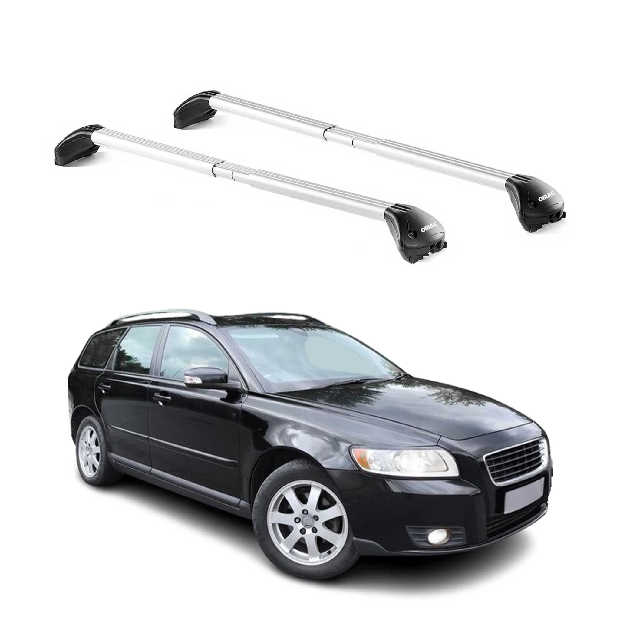Roof Rack Cross Bars Luggage Carrier for Volvo V50 2005-2007 Alu Silver 2Pcs
