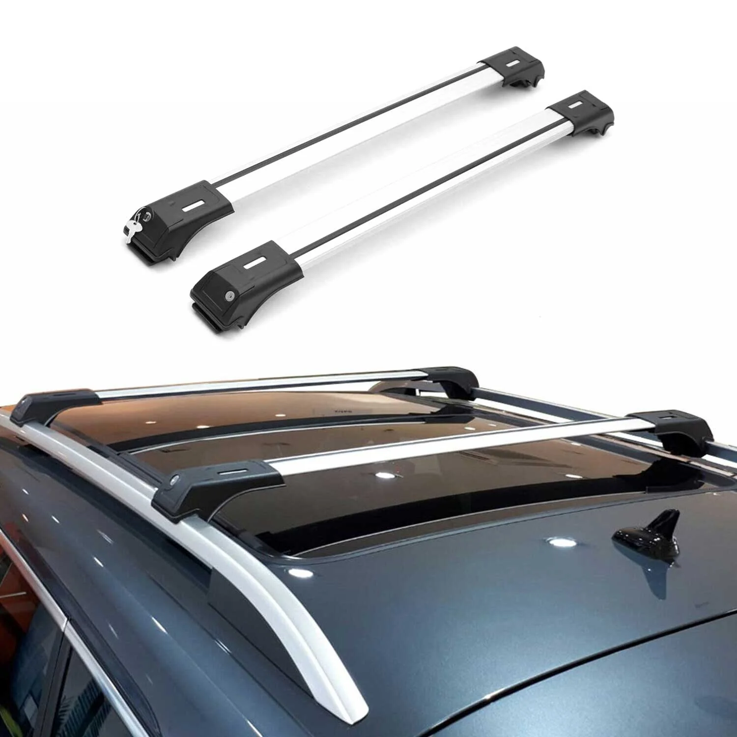 2009-2015 Mercedes GLK Class X204 Roof Rack Cross Bars Silver - Image 2