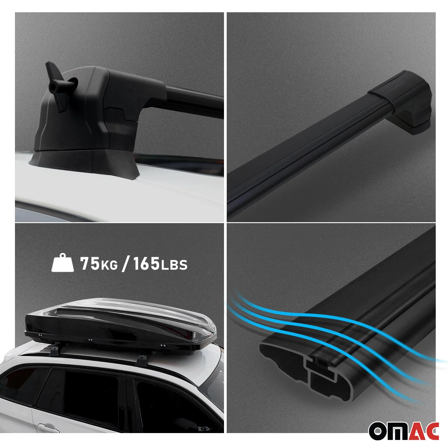 2006-2011 Mercedes B Class W245 Roof Rack Cross Bars Black - Image 6