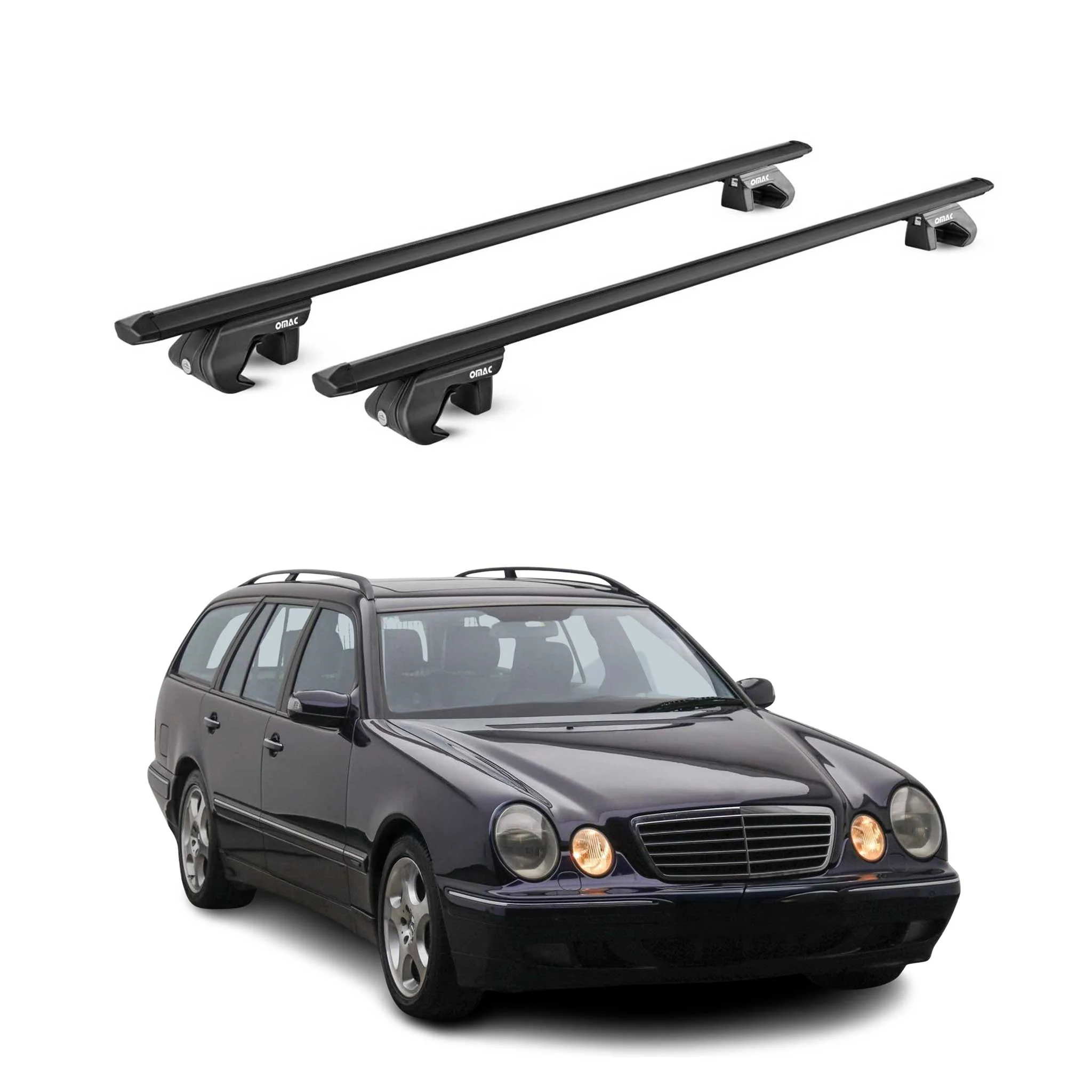 Roof Rack Luggage Carrier for Mercedes E Class S210 Wagon 1996-2002 Alu Black 2x