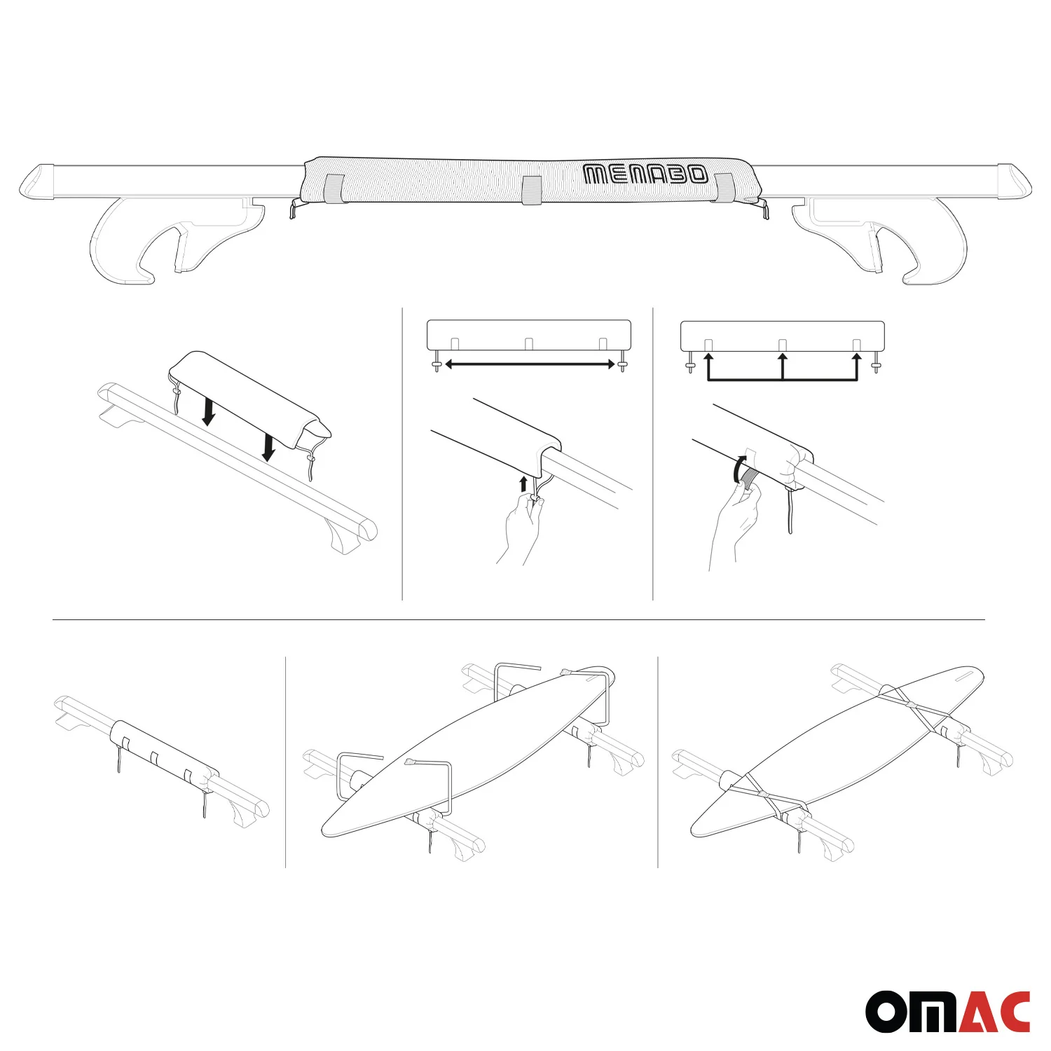 Car Roof Rack Pads Surfboard Kayak Canoe Crossbars Protection 2 Pcs Set - Image 7