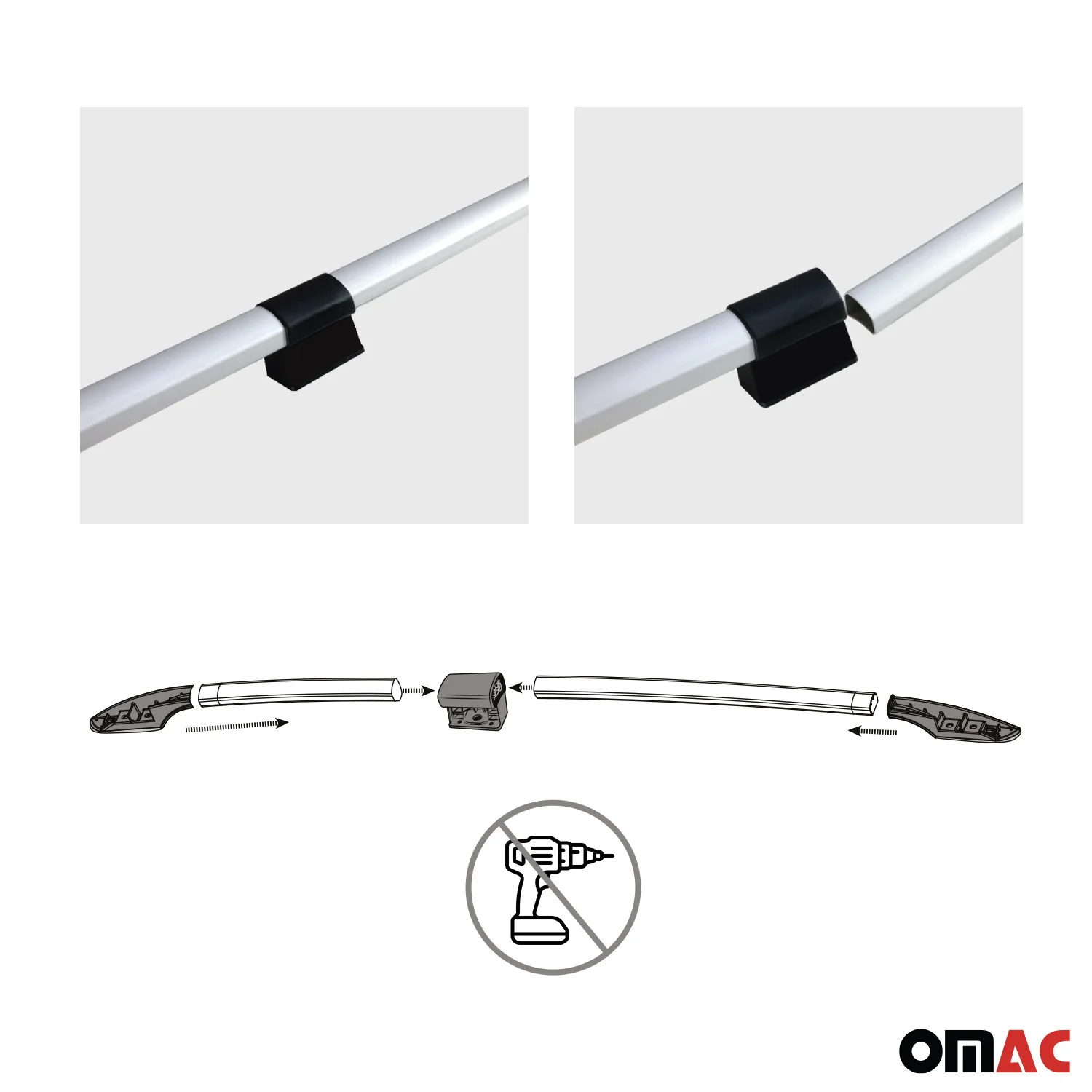 2015-2018 Chevrolet City Express Roof Rack Rails Side Rails Silver - Image 3