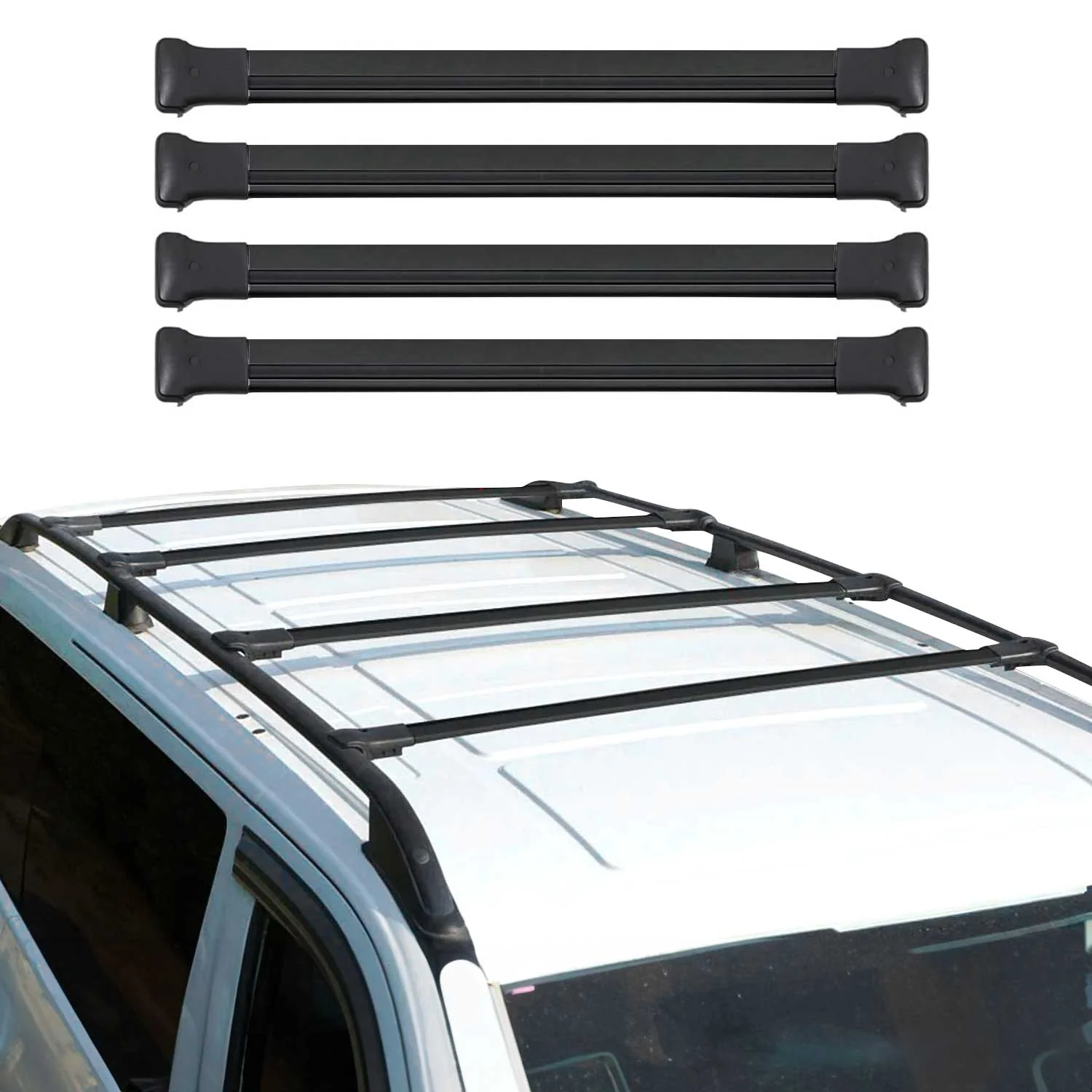 2010-2014 Mercedes Vito W639 Roof Rack Cross Bars 4Pcs Black - Image 2