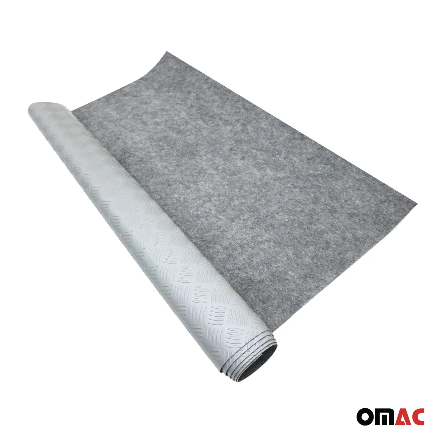 Rubber Truck Bed Liner Trunk Mat Floor Liner Alu. Look Chequered Gray 40"x79" - Image 5