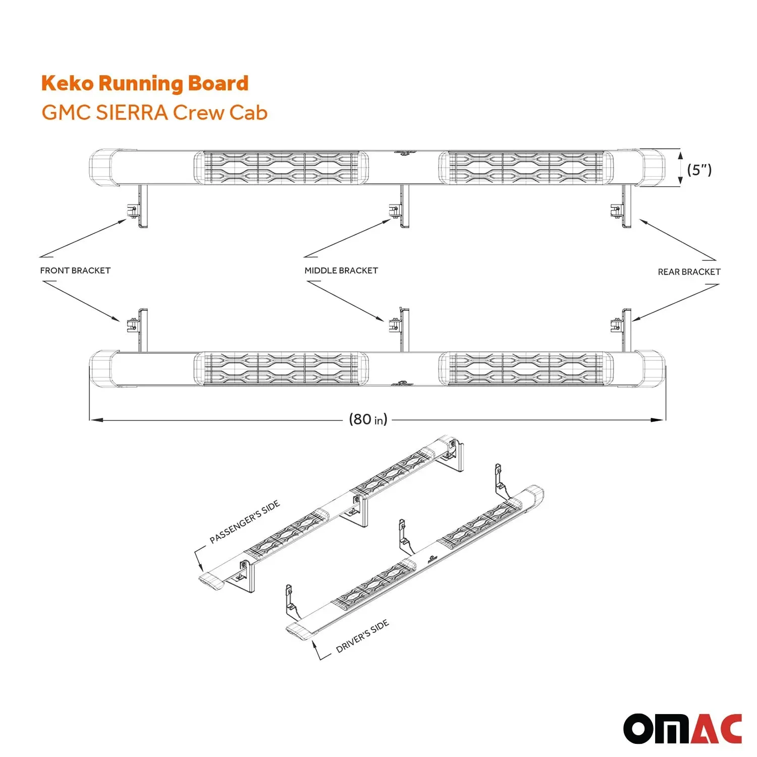 2019-2023 GMC Sierra 1500 Crew Cab Running Board Nerf Bar Side Step - Image 3